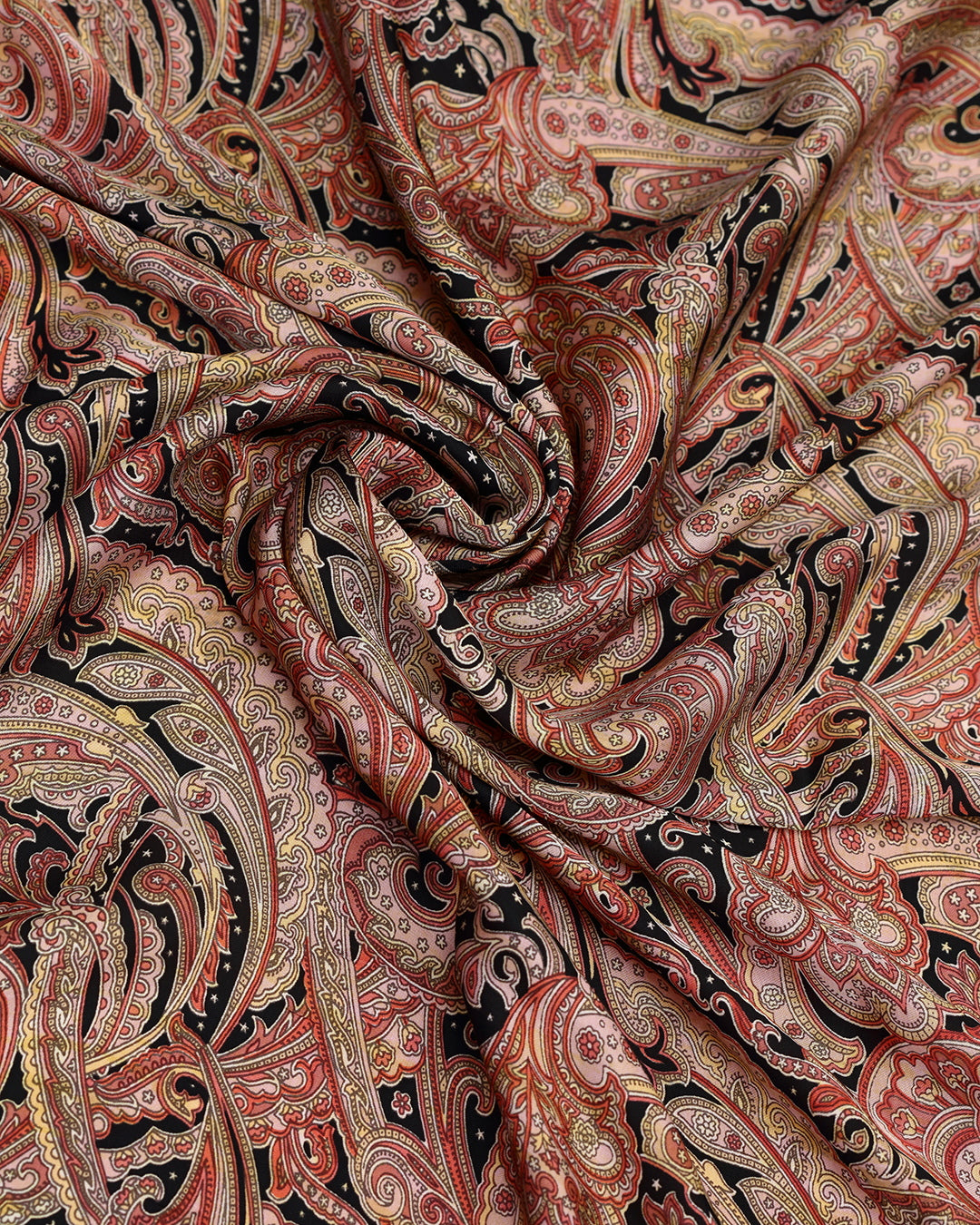 Black With Contrast Paisley Printed Modal Satin