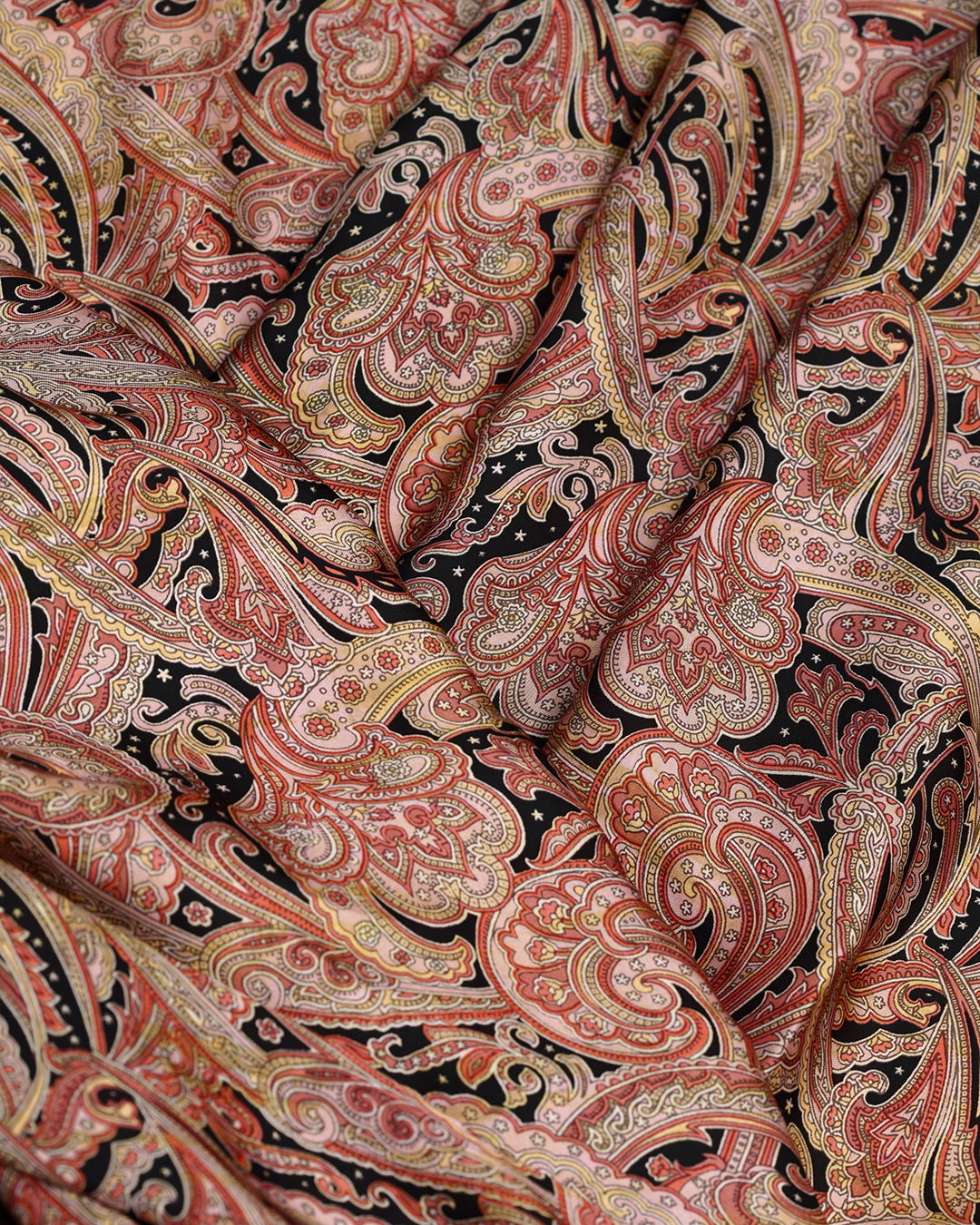 Black With Contrast Paisley Printed Modal Satin