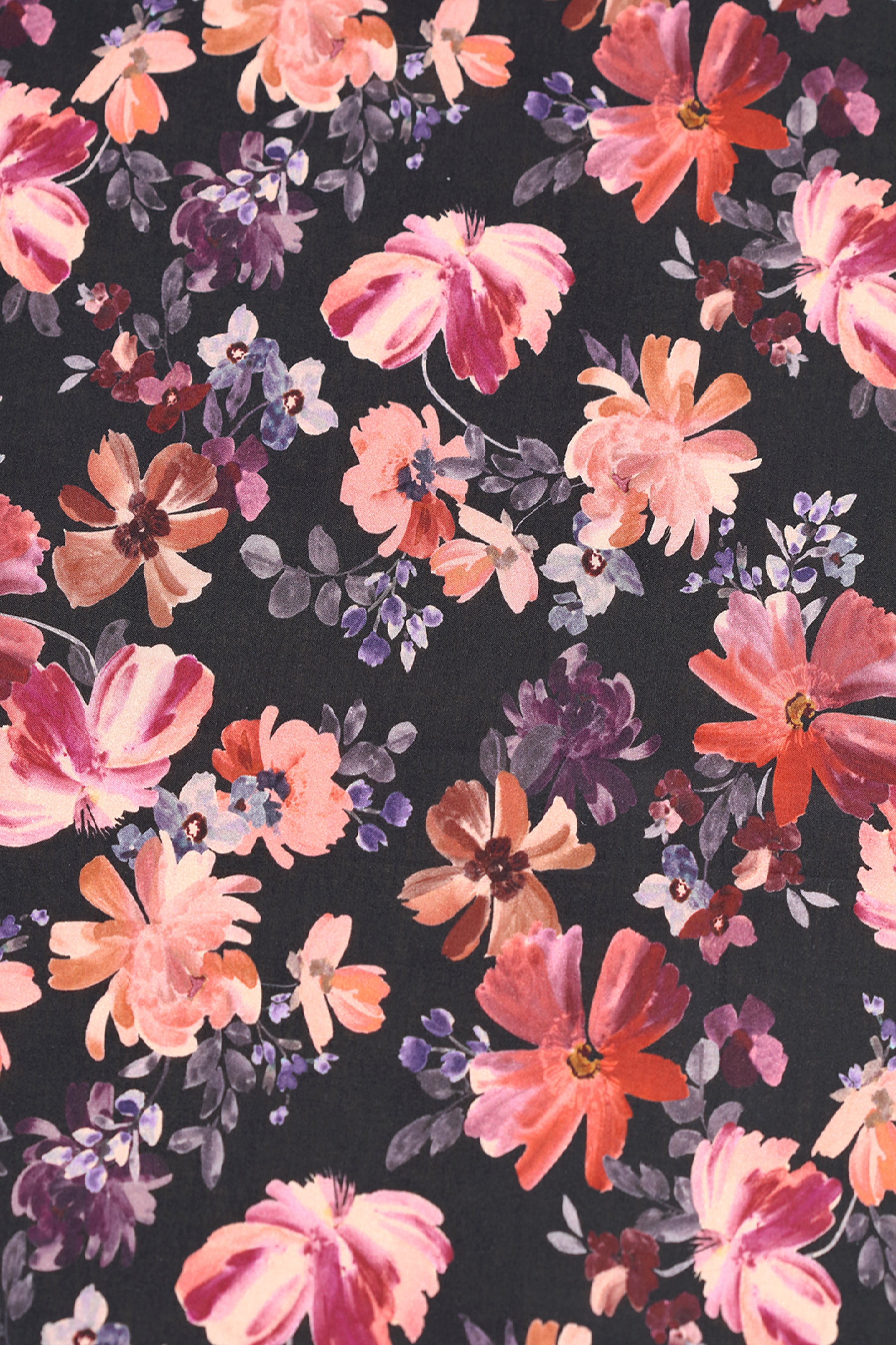 Black With Sunset Hues Floral Printed Cotton