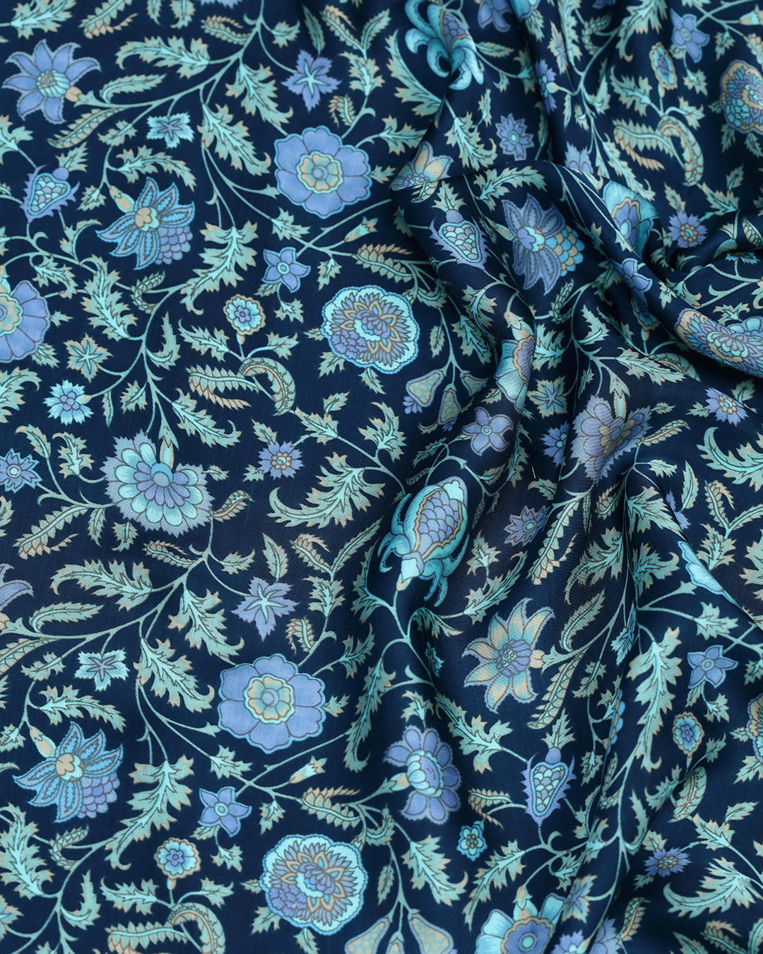 Black With Vibrant Floral Printed Modal Satin