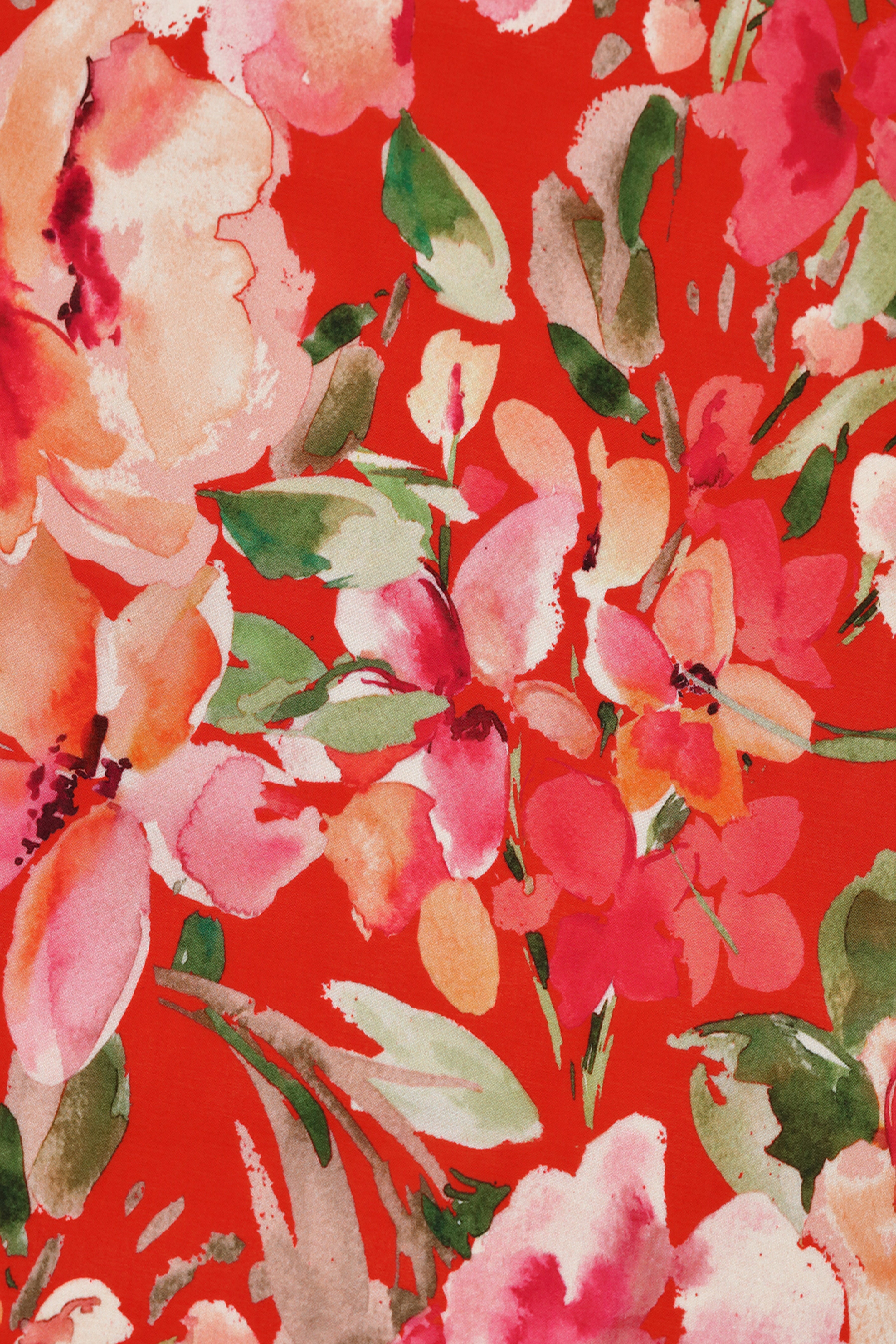 Bold Red Floral Print Voile