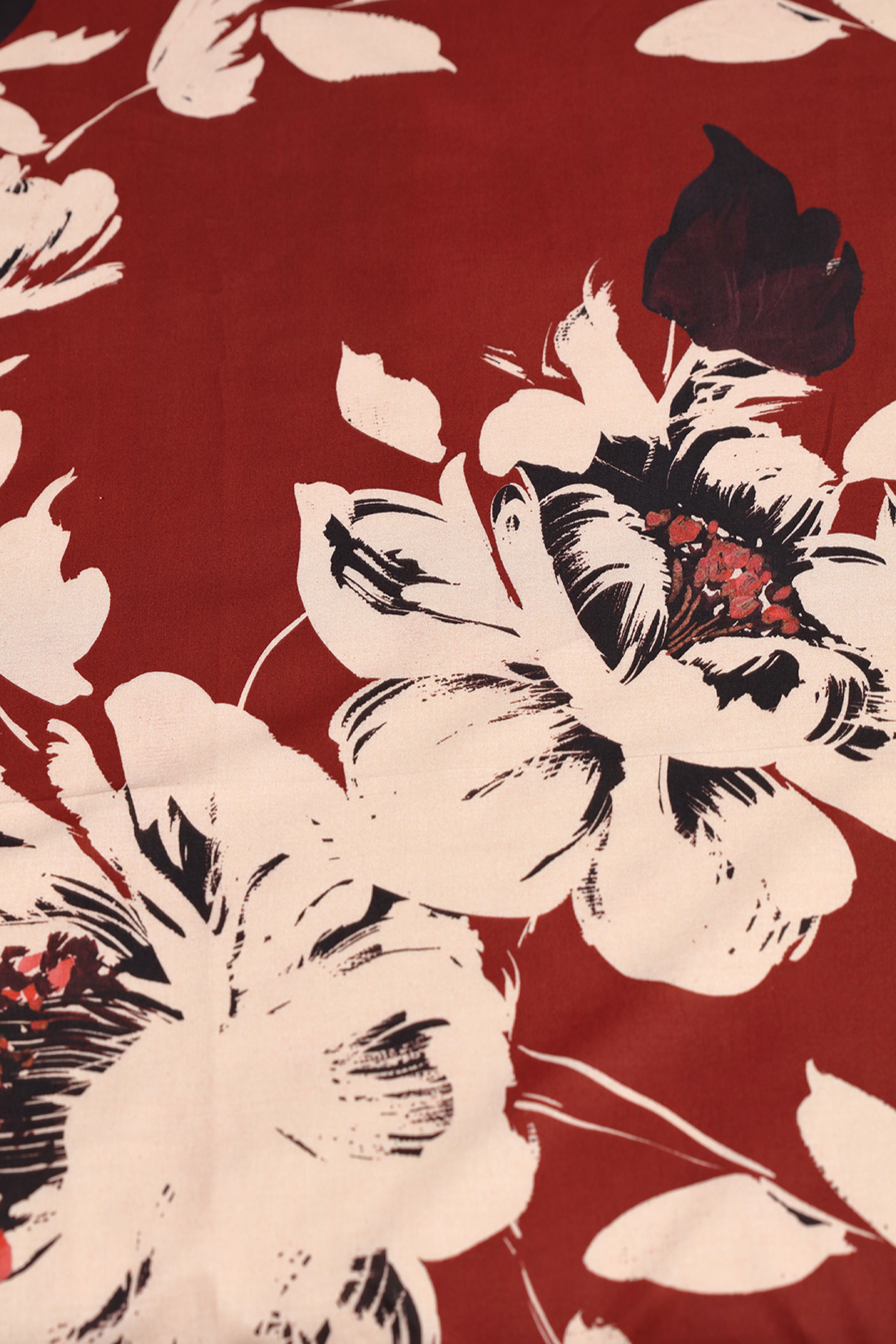 Brick Red Floral Printed Cotton