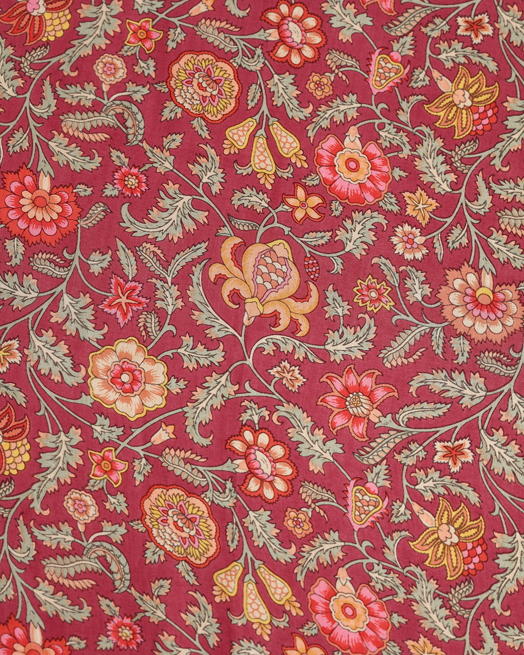 Brick Red With Contrast Floral Printed Modal Satin