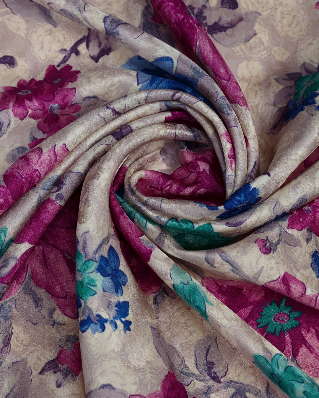 Clouded Dawn Floral Printed Jacquard Silk