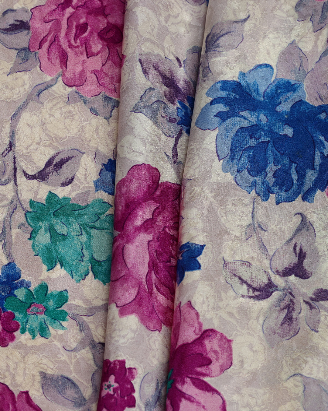 Clouded Dawn Floral Printed Jacquard Silk
