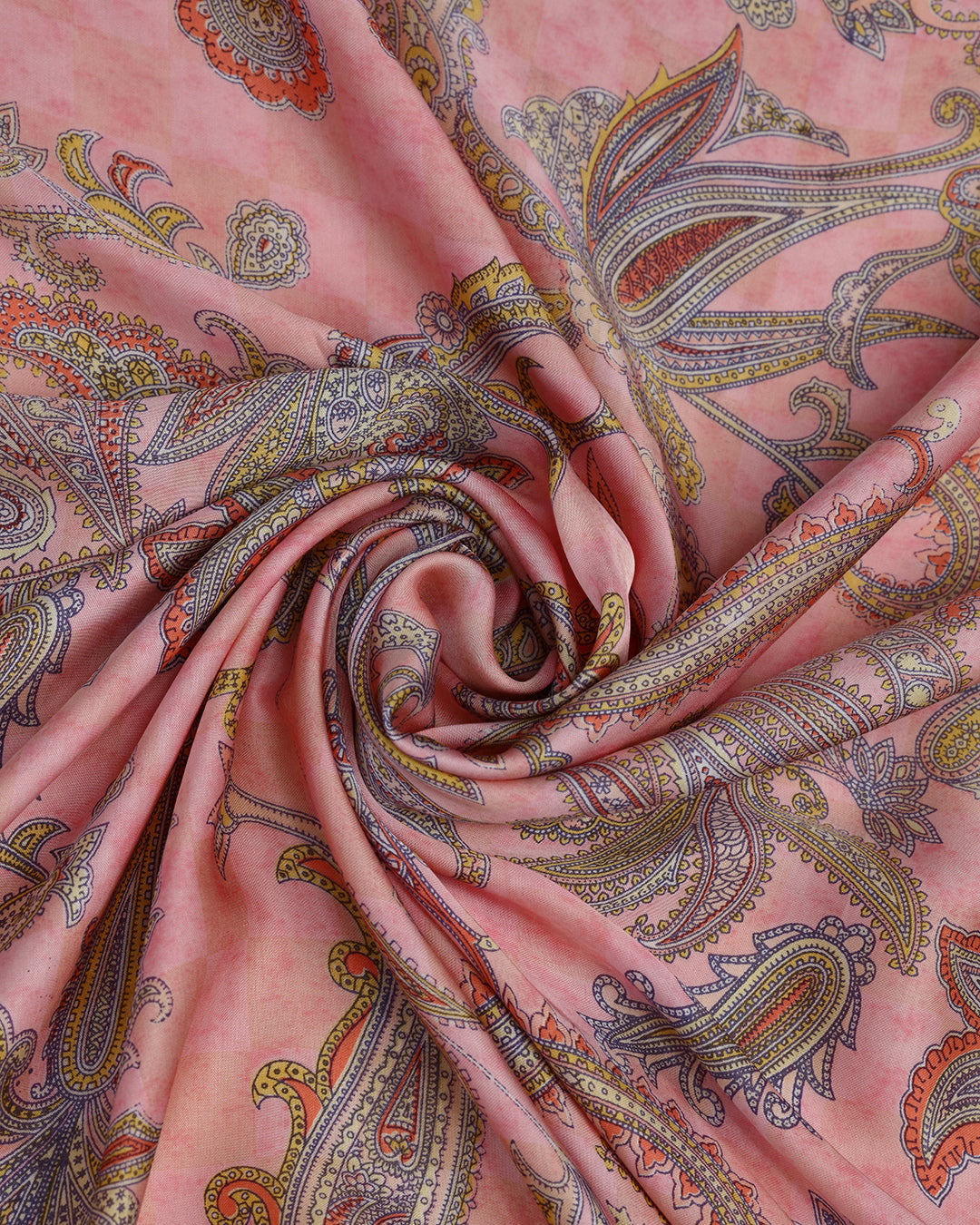 Cloudy Pink Paisley Printed Modal Satin