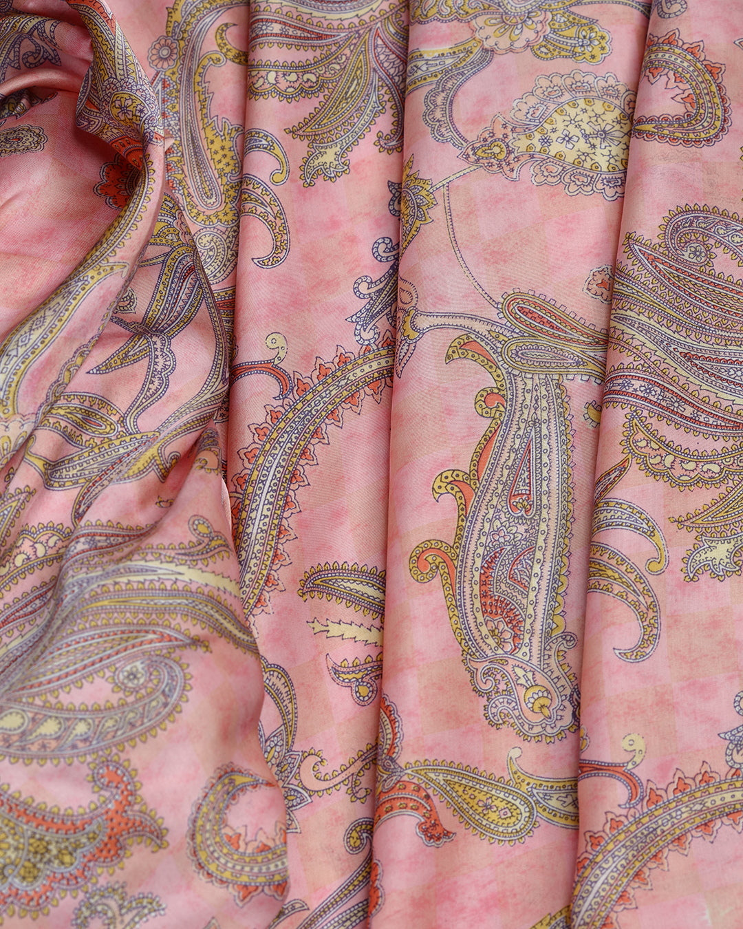 Cloudy Pink Paisley Printed Modal Satin
