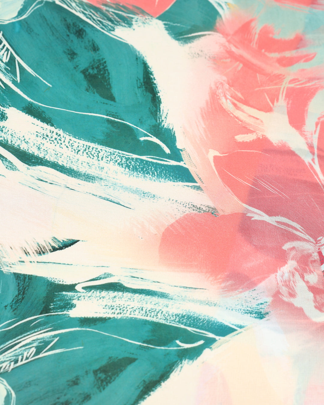 Coral Emerald Abstract Print Voile