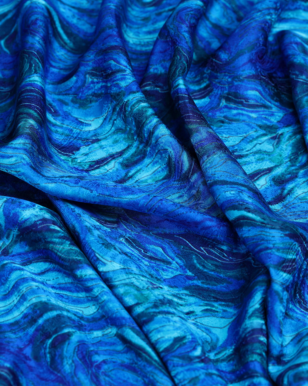 Cosmic Waves Abstract Printed Pure Silk