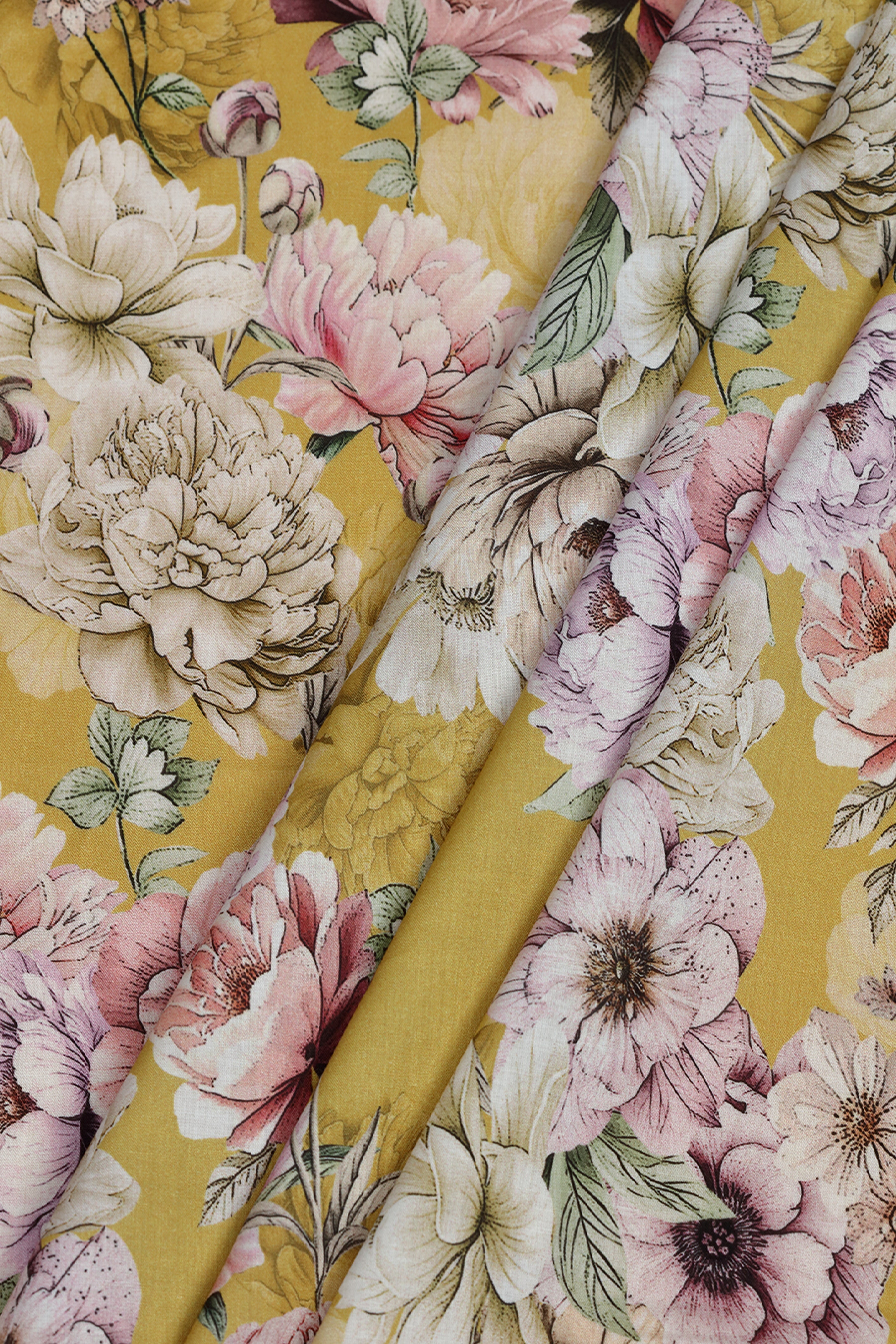Daffodil Delight Floral Printed Cotton