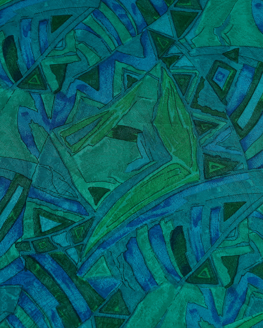 Emerald Crystal Abstract Printed Pure Silk