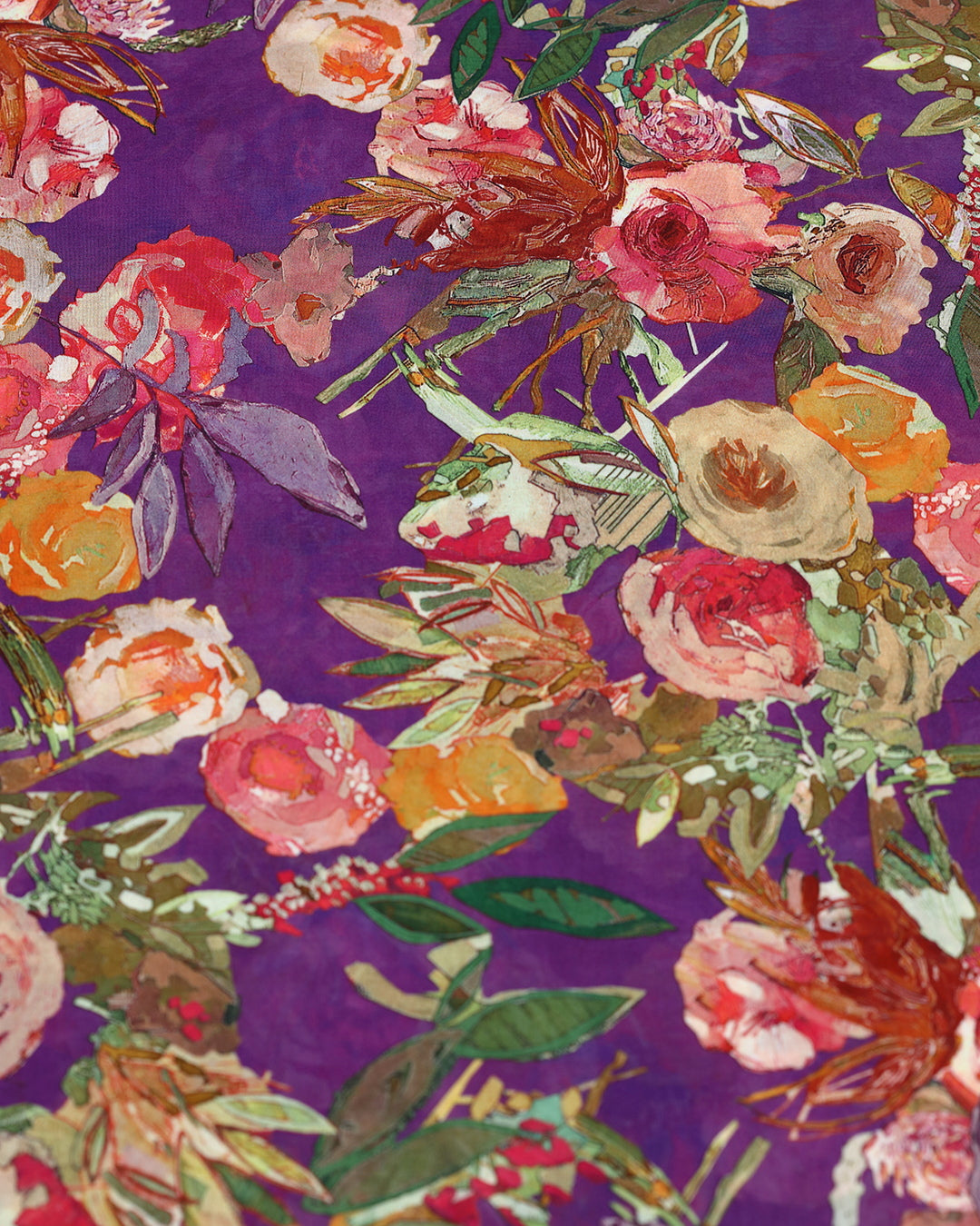 Enchanted Purple Floral Print Voile