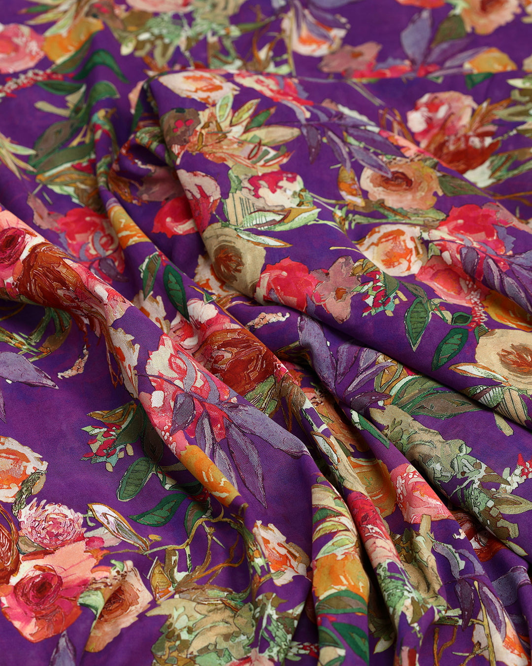 Enchanted Purple Floral Print Voile