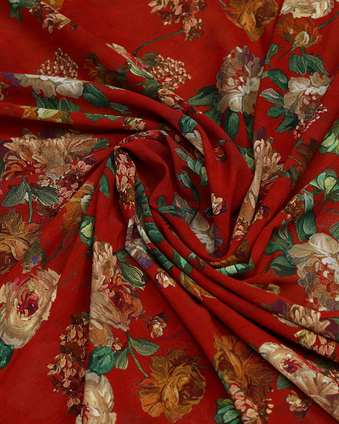 Eternal Crimson Floral Printed Voile