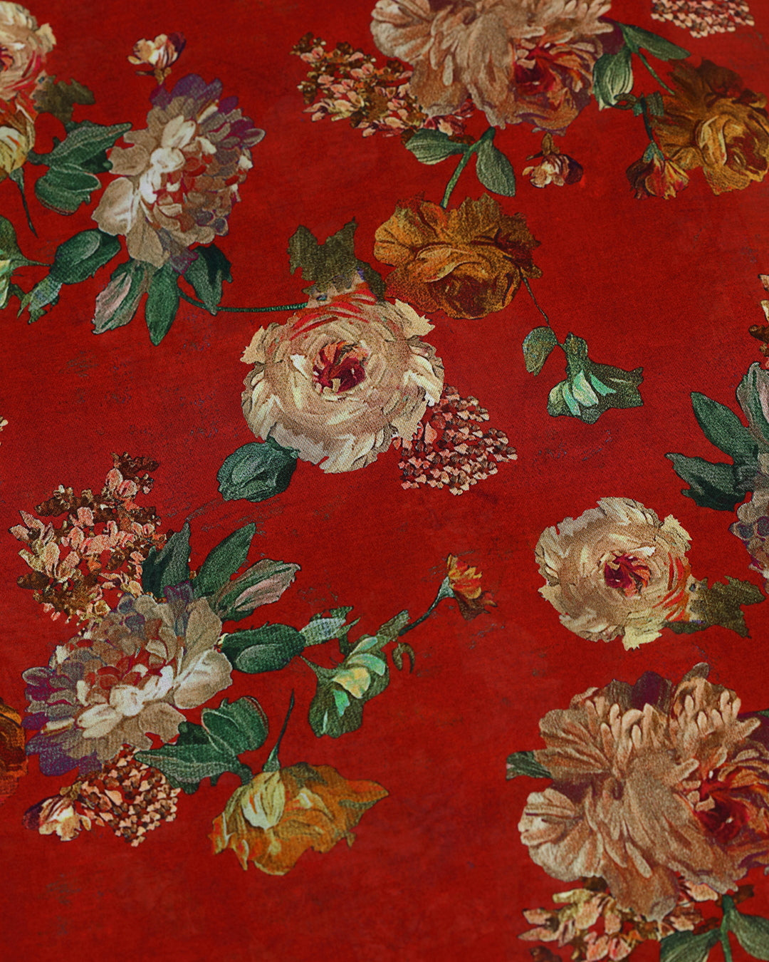 Eternal Crimson Floral Printed Voile