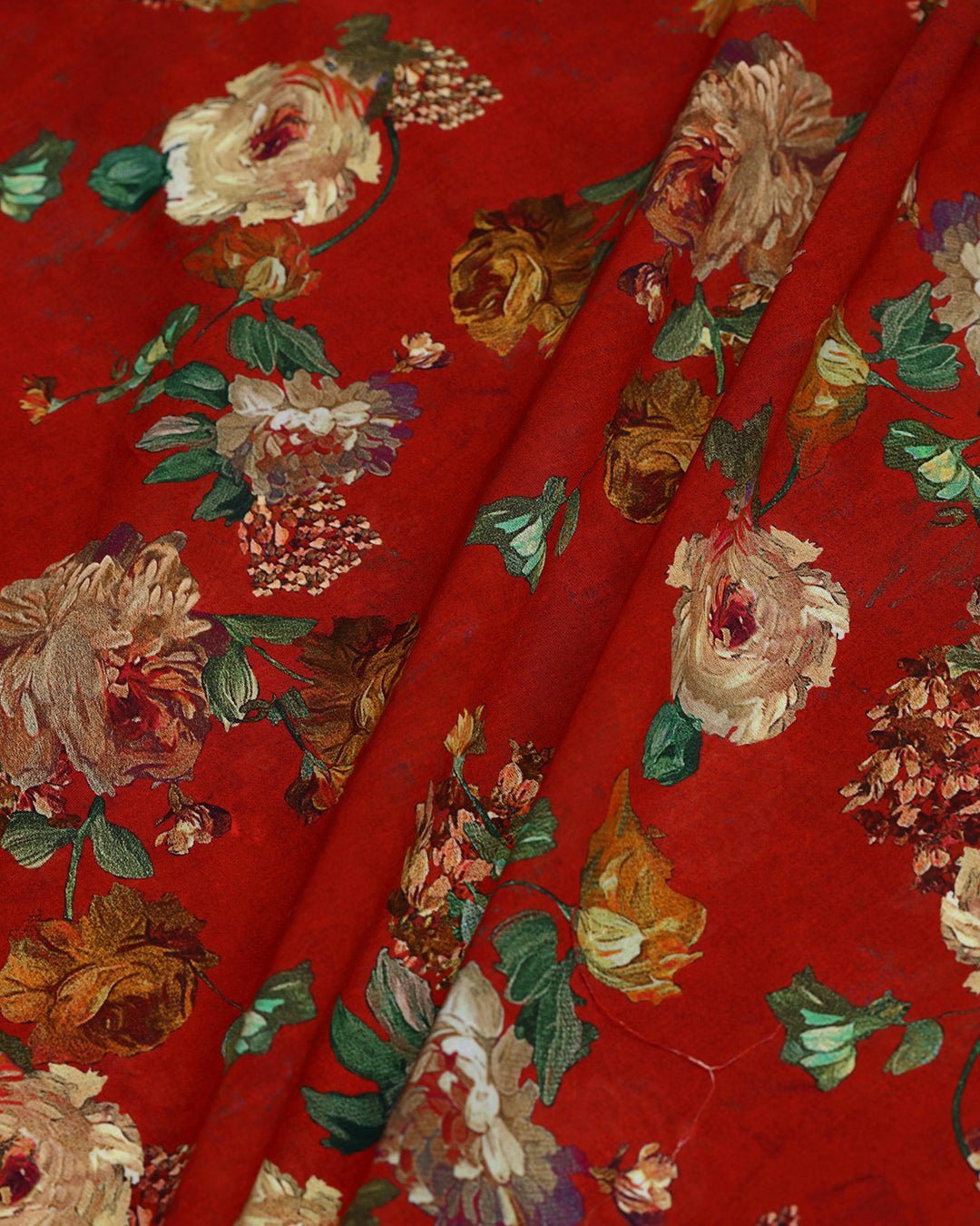 Eternal Crimson Floral Printed Voile
