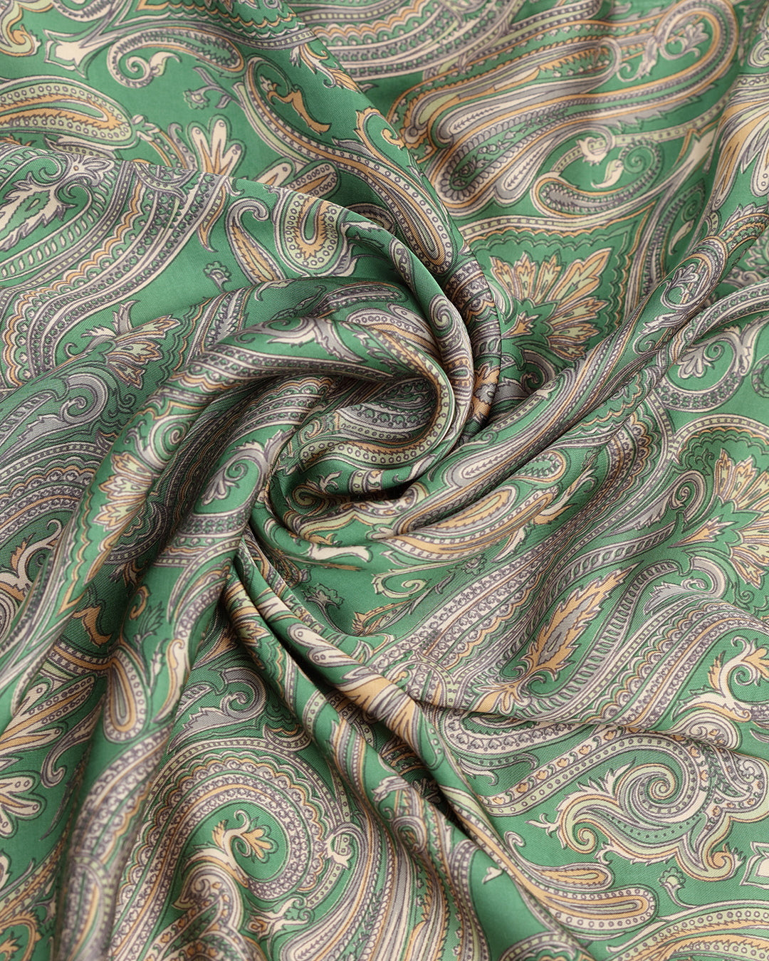 Forest Green With Paisley Printed Modal Satin