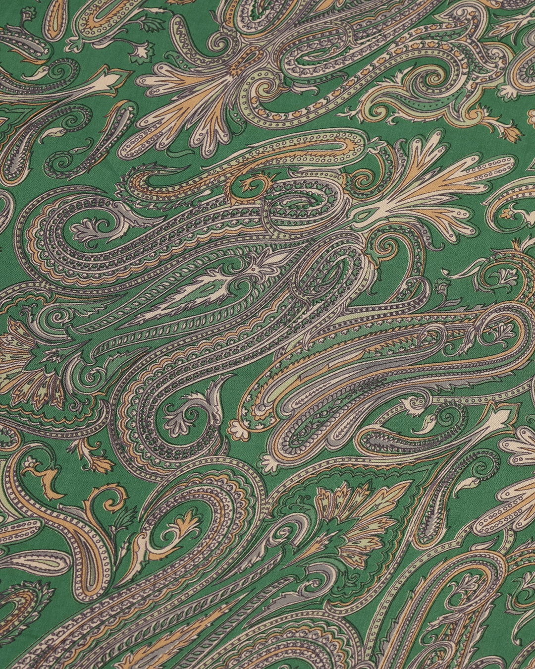 Forest Green With Paisley Printed Modal Satin