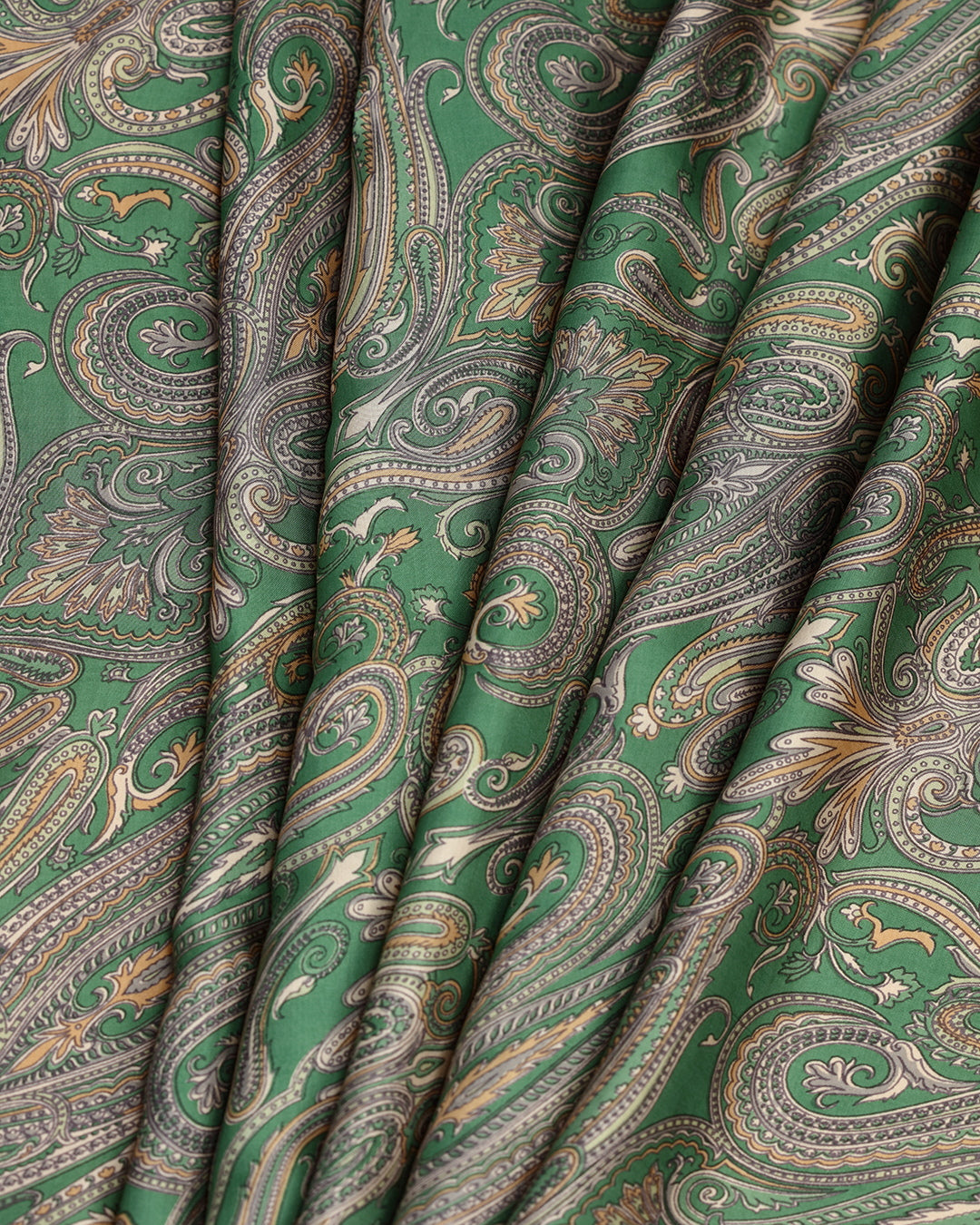 Forest Green With Paisley Printed Modal Satin