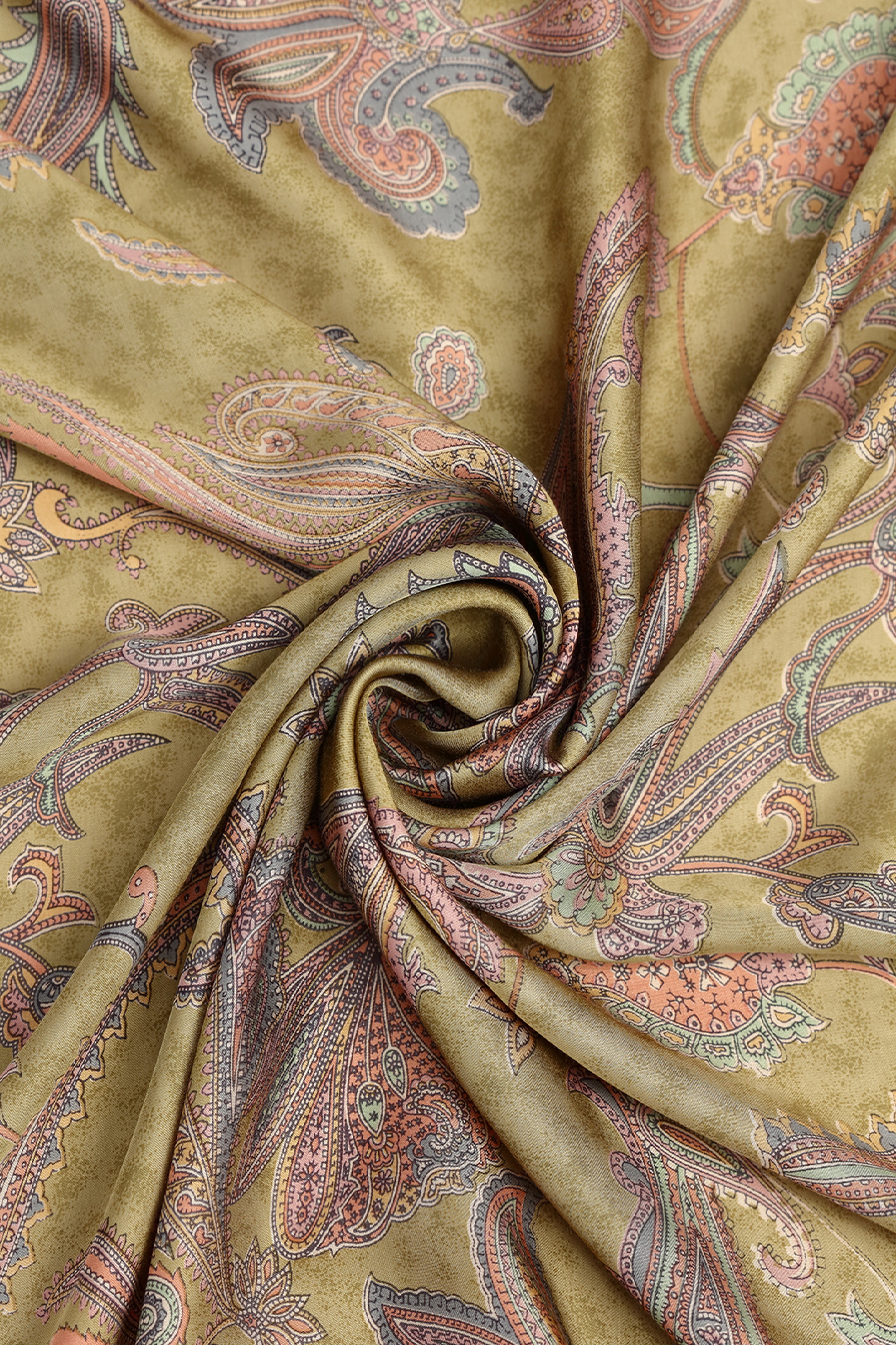 Henna Olive Paisley Printed Modal Satin