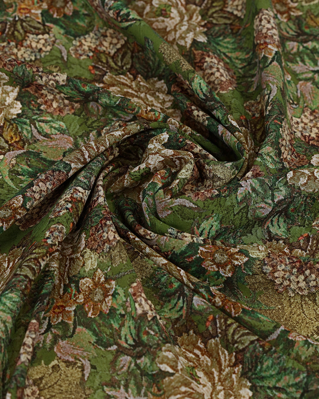 Hues Of Olive With Floral Print Voile