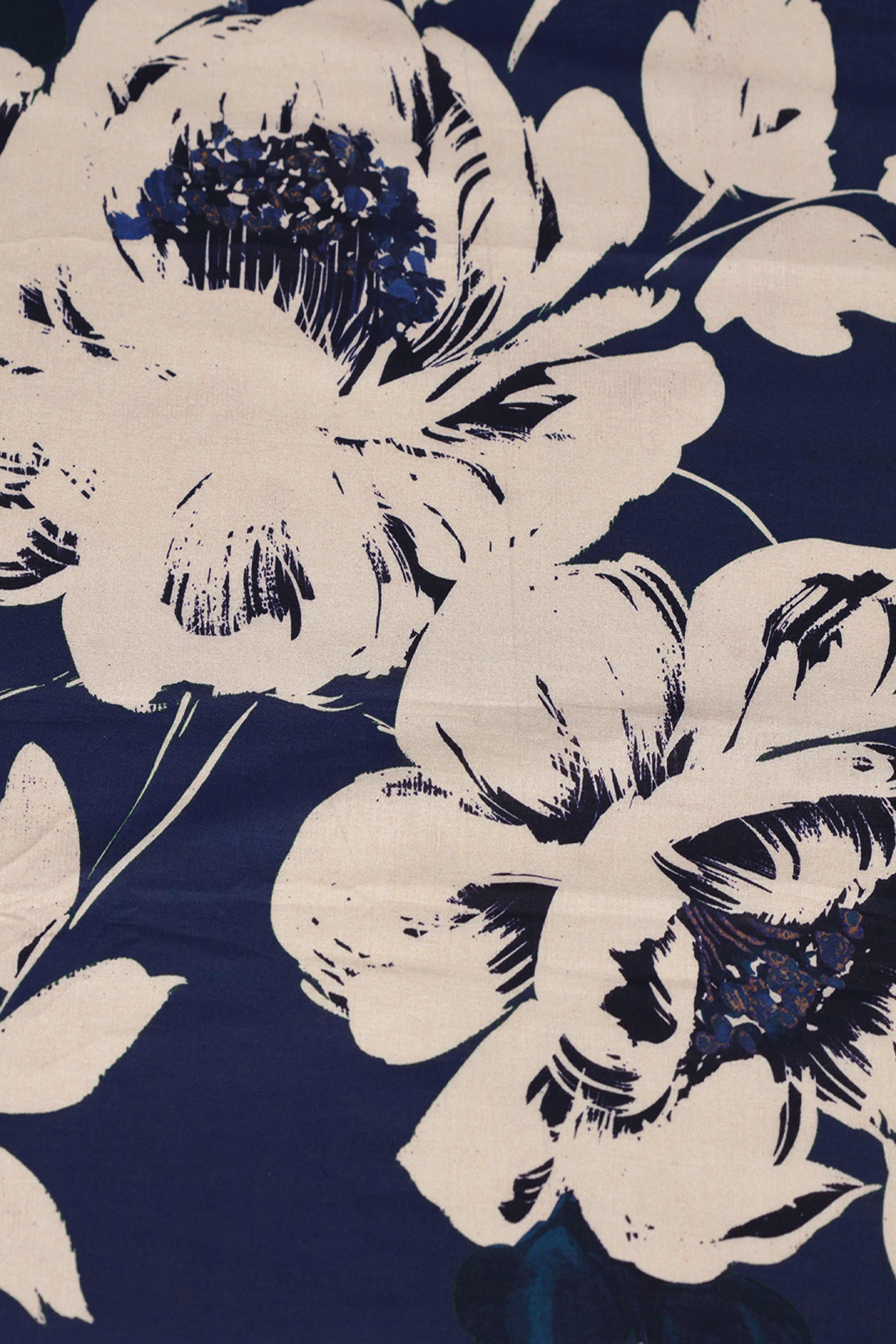 Ink Blue Floral Printed Cotton
