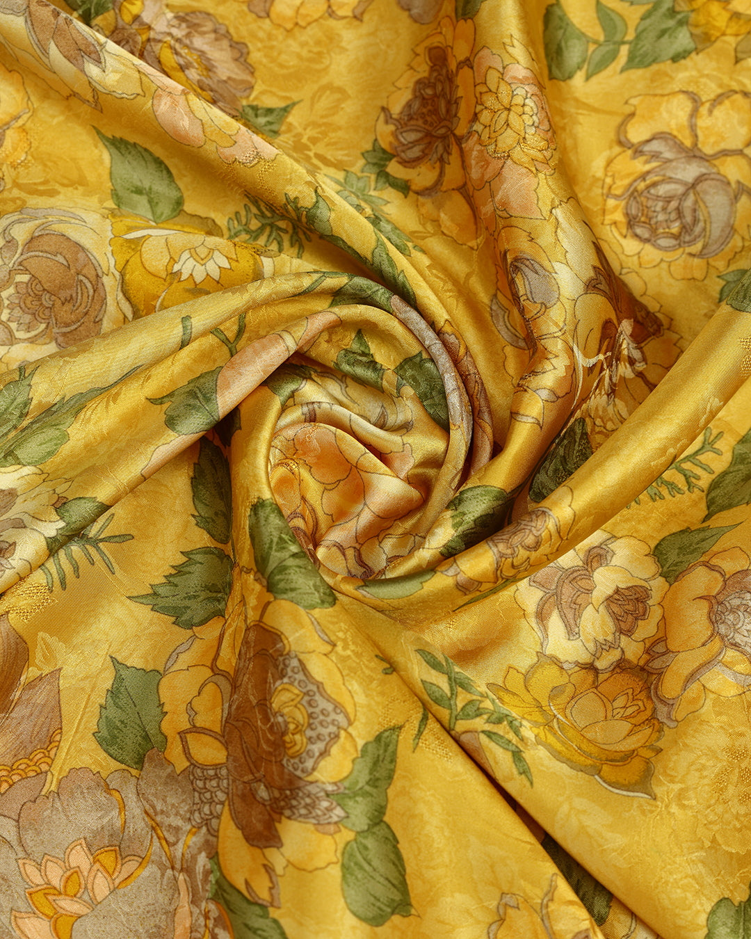 Marigold Beam Floral Printed Jacquard Silk