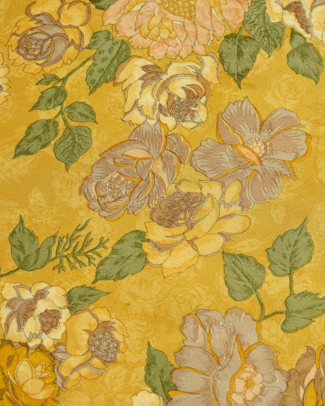 Marigold Beam Floral Printed Jacquard Silk