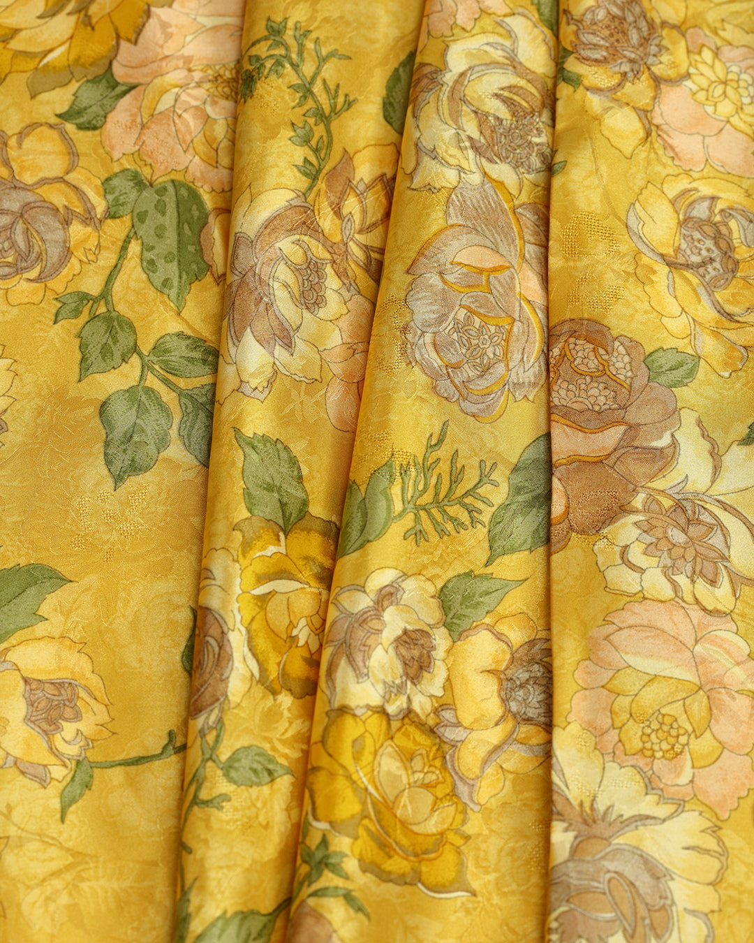 Marigold Beam Floral Printed Jacquard Silk