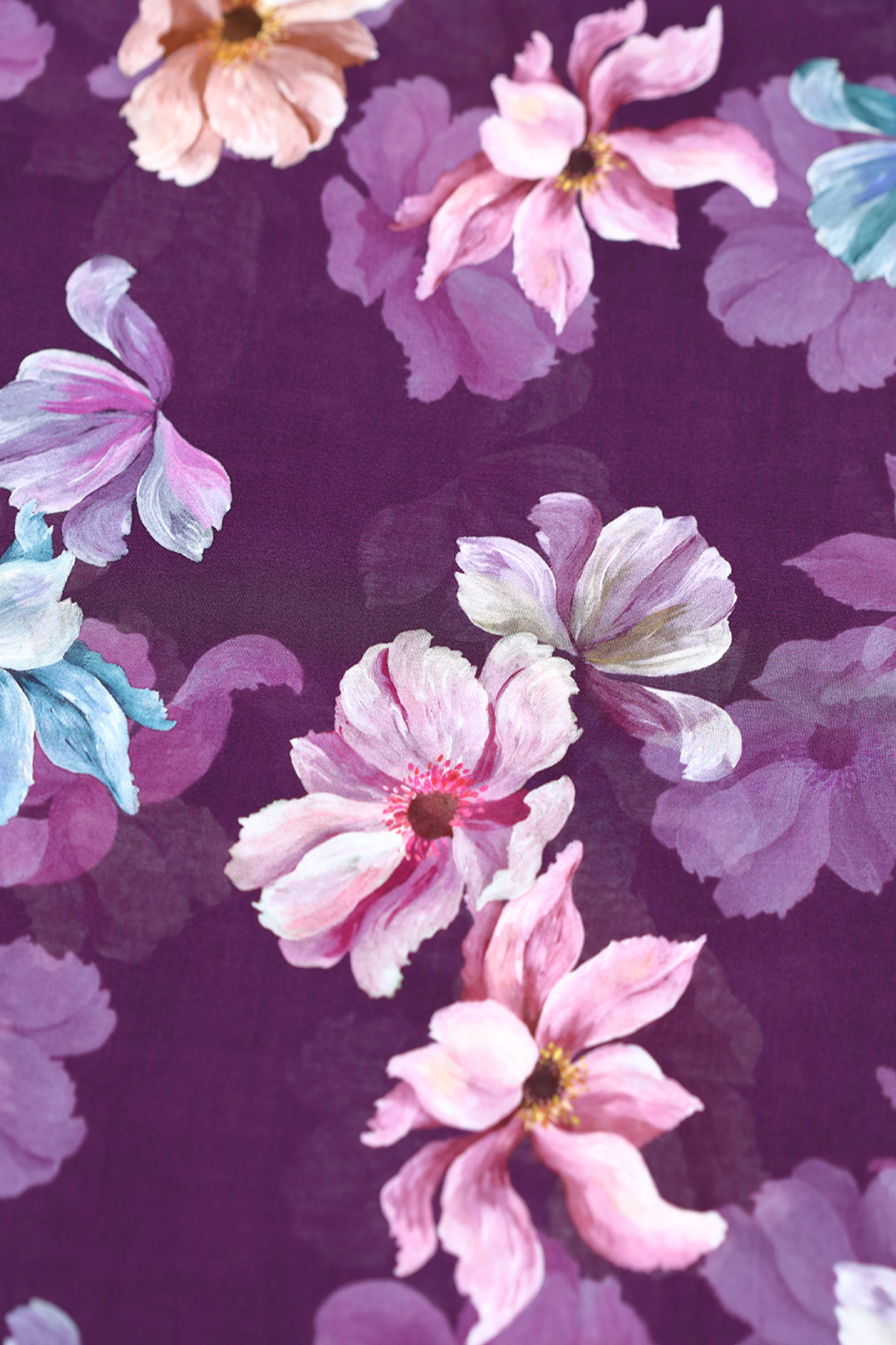 Midnight Orchid Floral Printed Voile