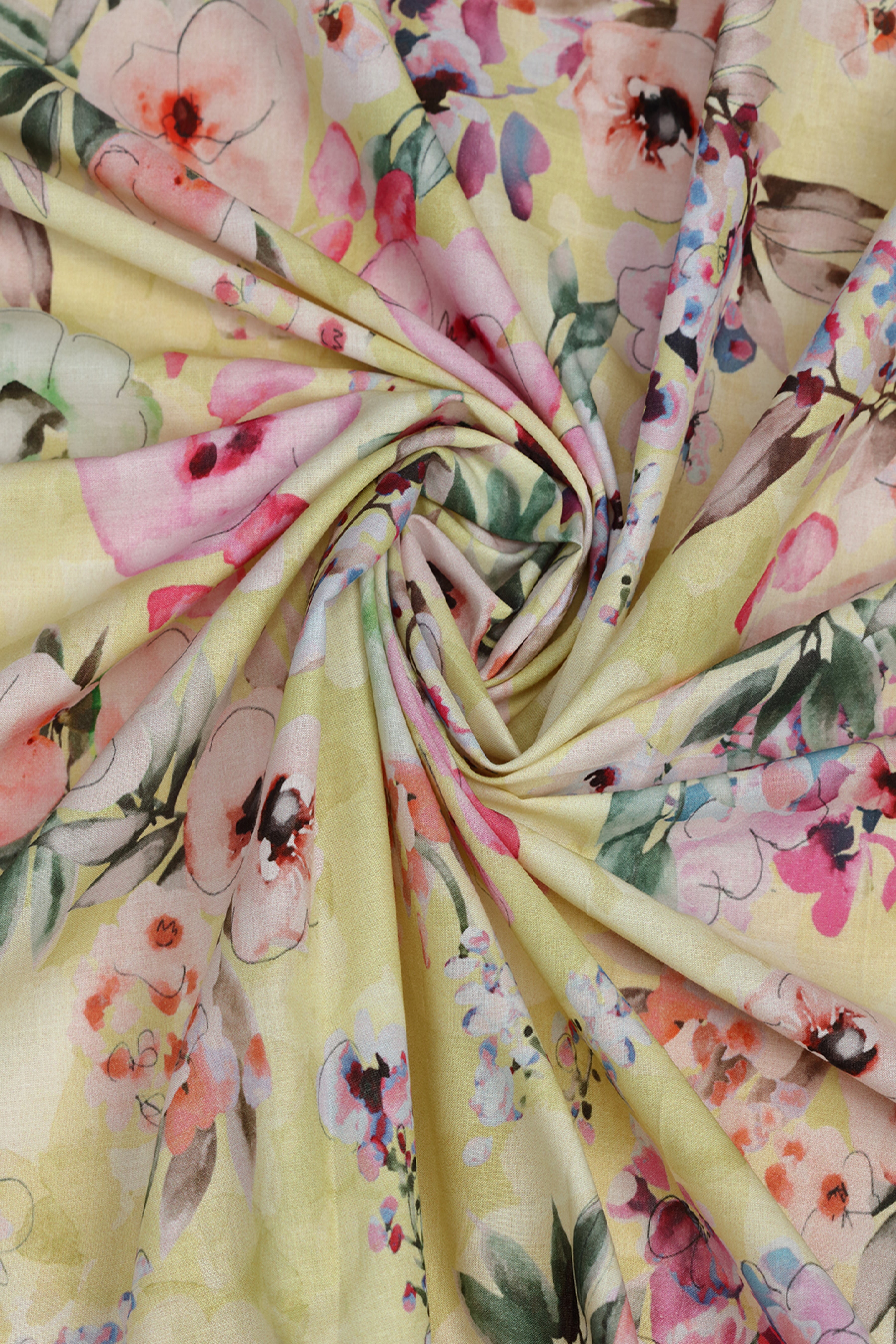 Mimosa Bloom Floral Printed Cotton