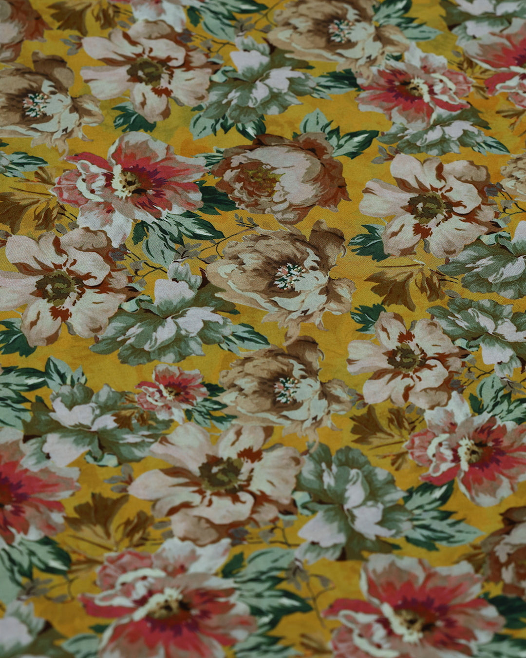 Mustard Magic Flora Print Voile