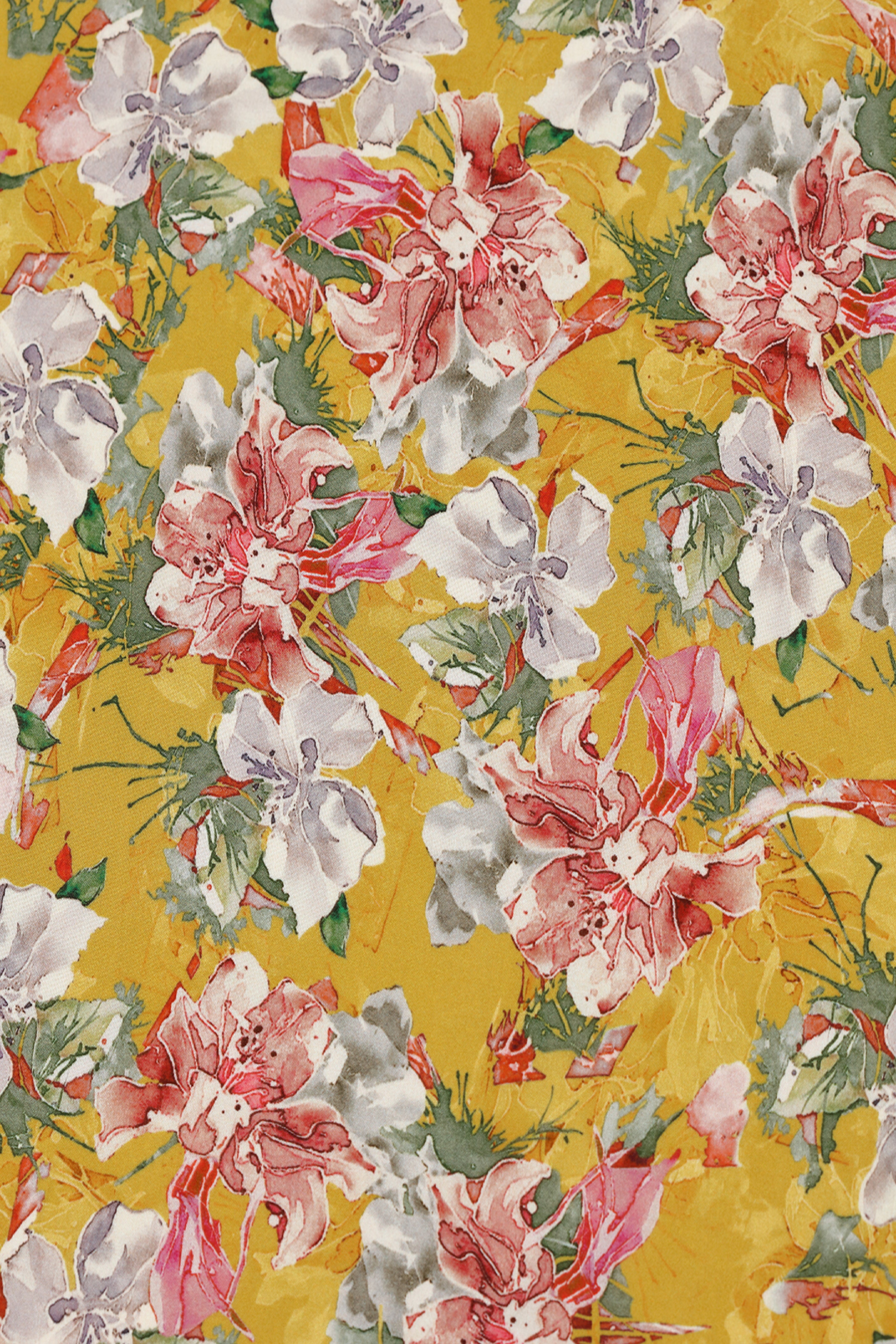 Mustard Yellow Gardenia Printed Voile