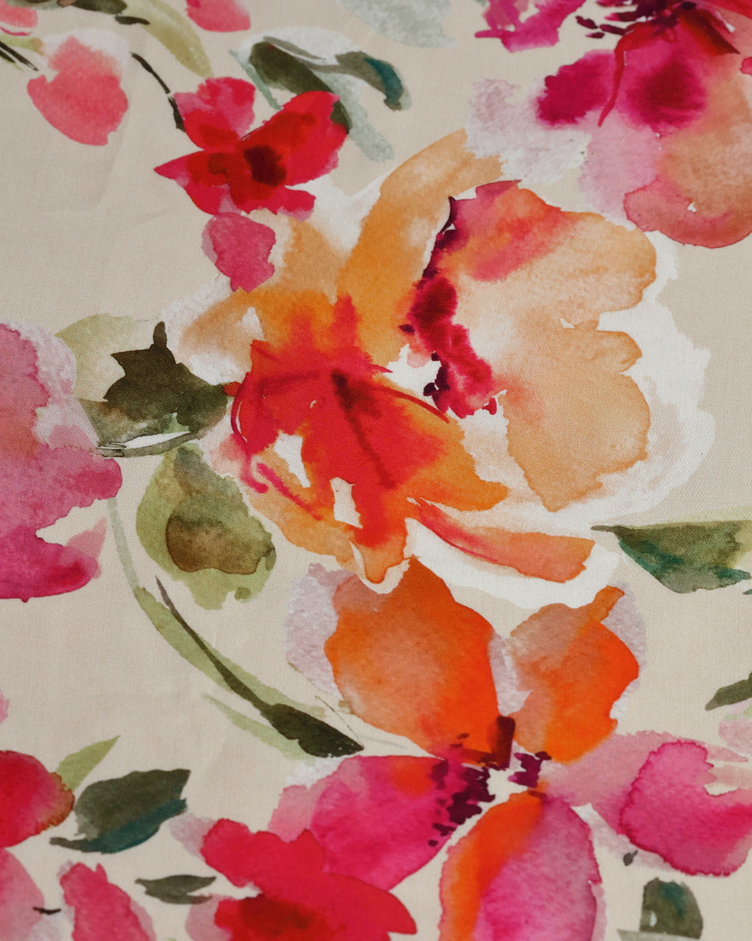 Pearl With Contrast Floral Printed Modal Satin
