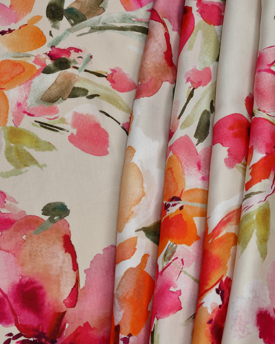 Pearl With Contrast Floral Printed Modal Satin