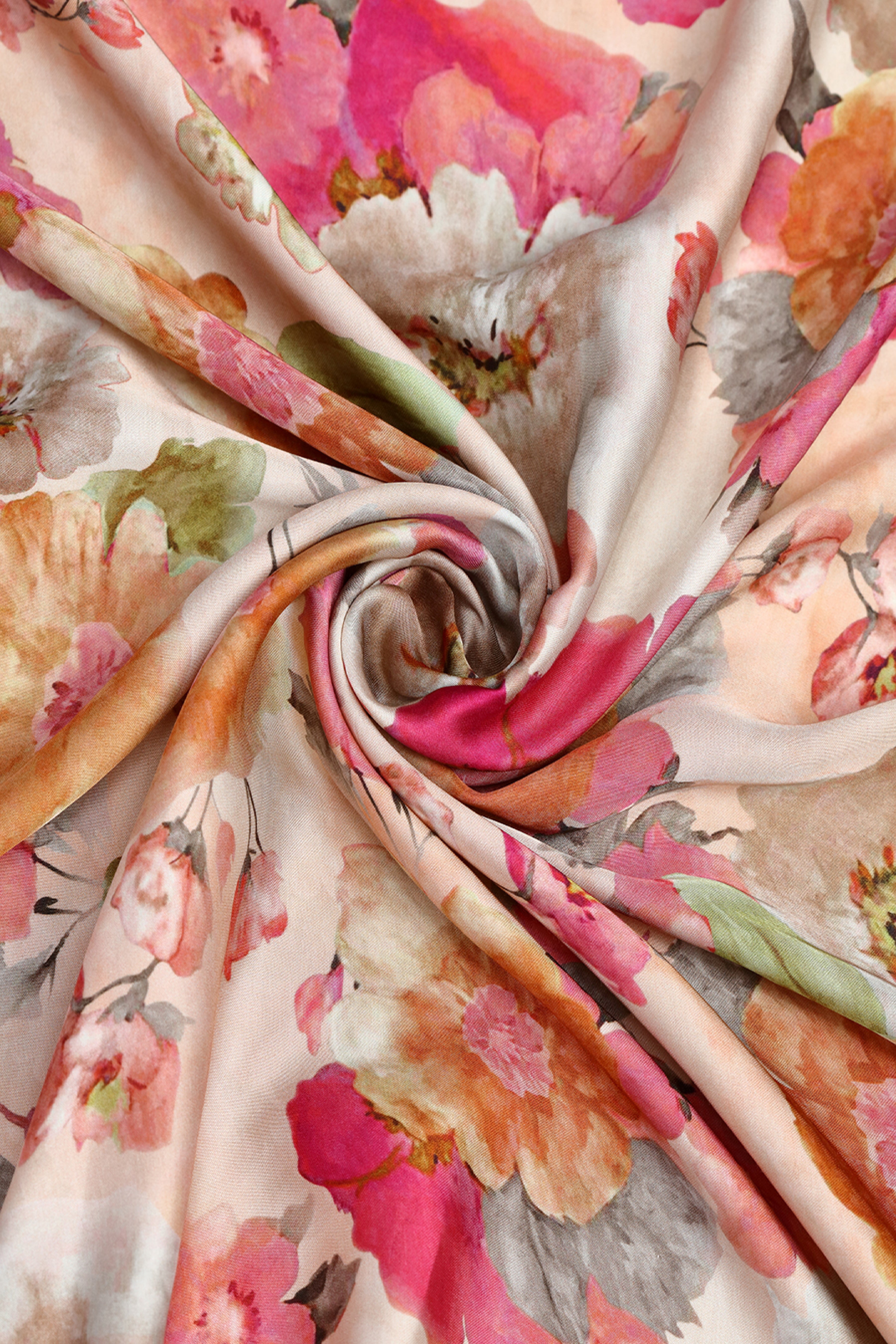Petal Peach Printed Modal Satin