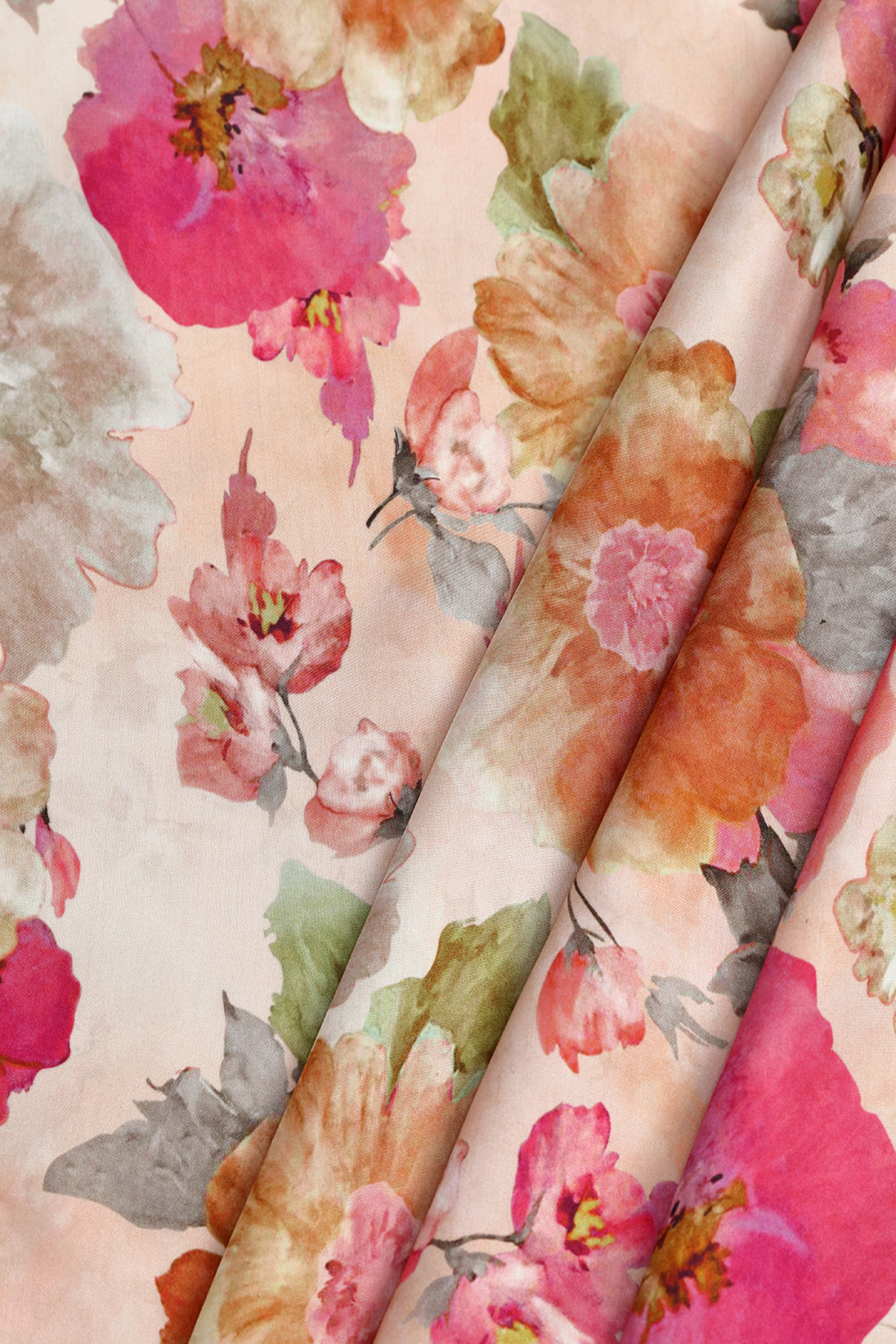 Petal Peach Printed Modal Satin