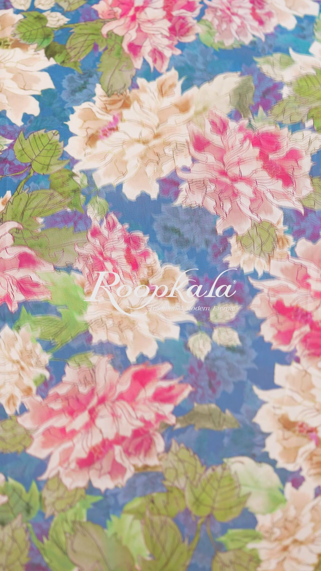True Cobalt Floral Printed Voile