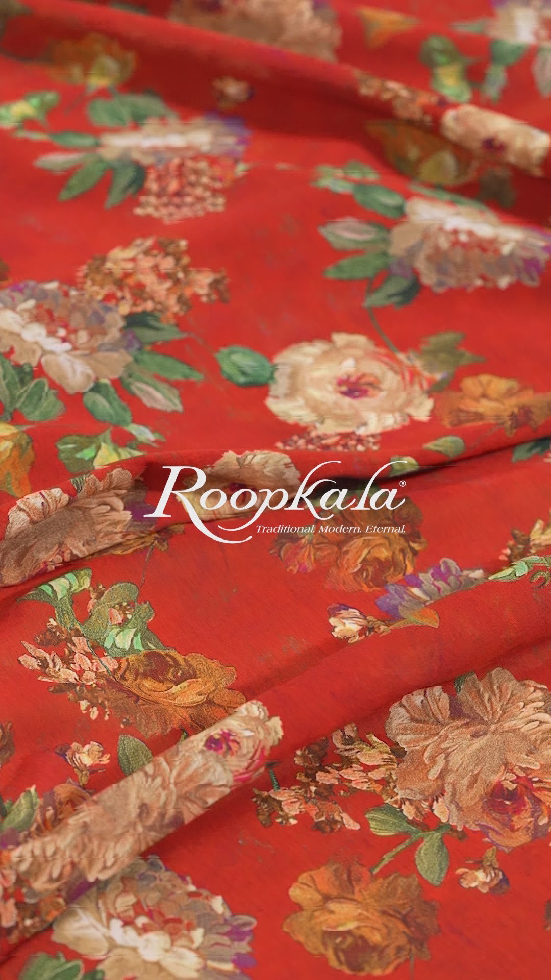 Eternal Crimson Floral Printed Voile