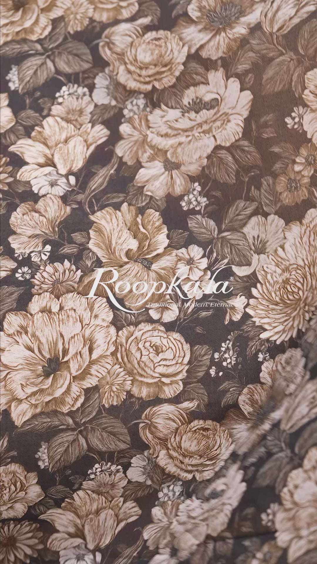 Charcoal Black WIth Rustic Floral Print Voile