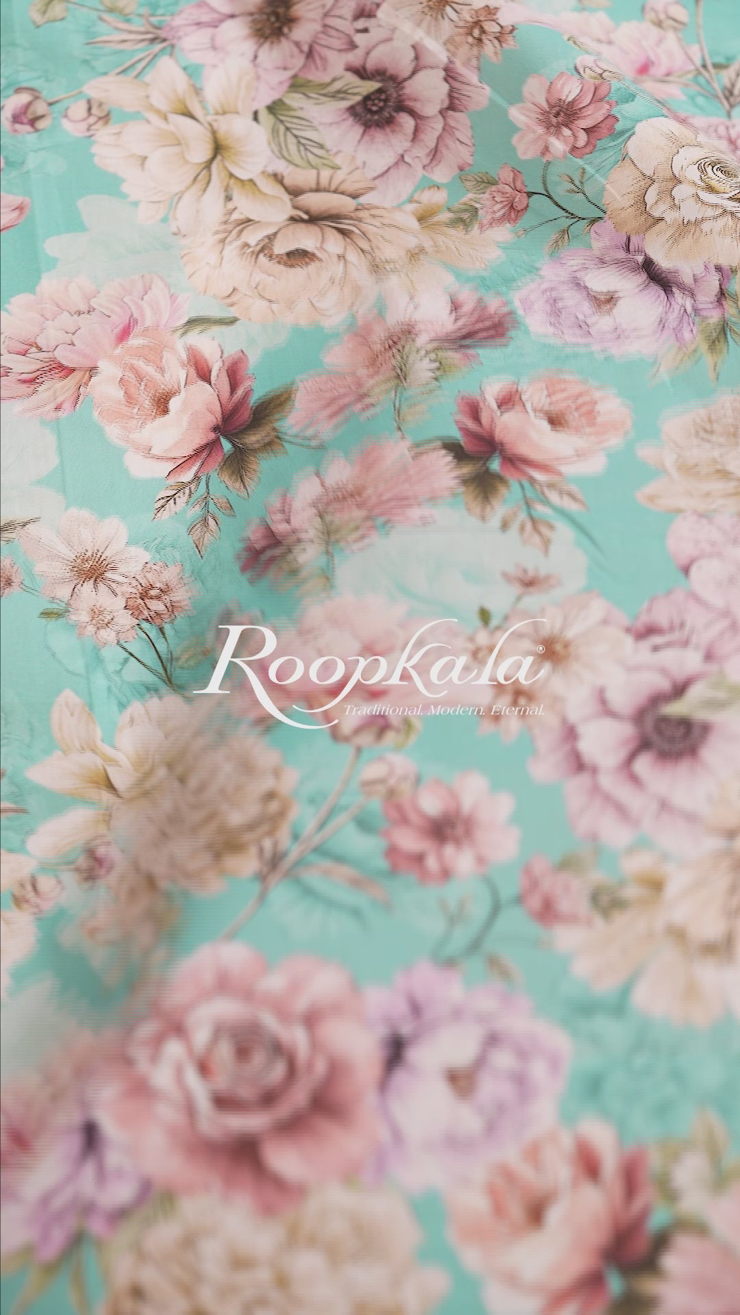 Mint Turquoise Floral Printed Cotton