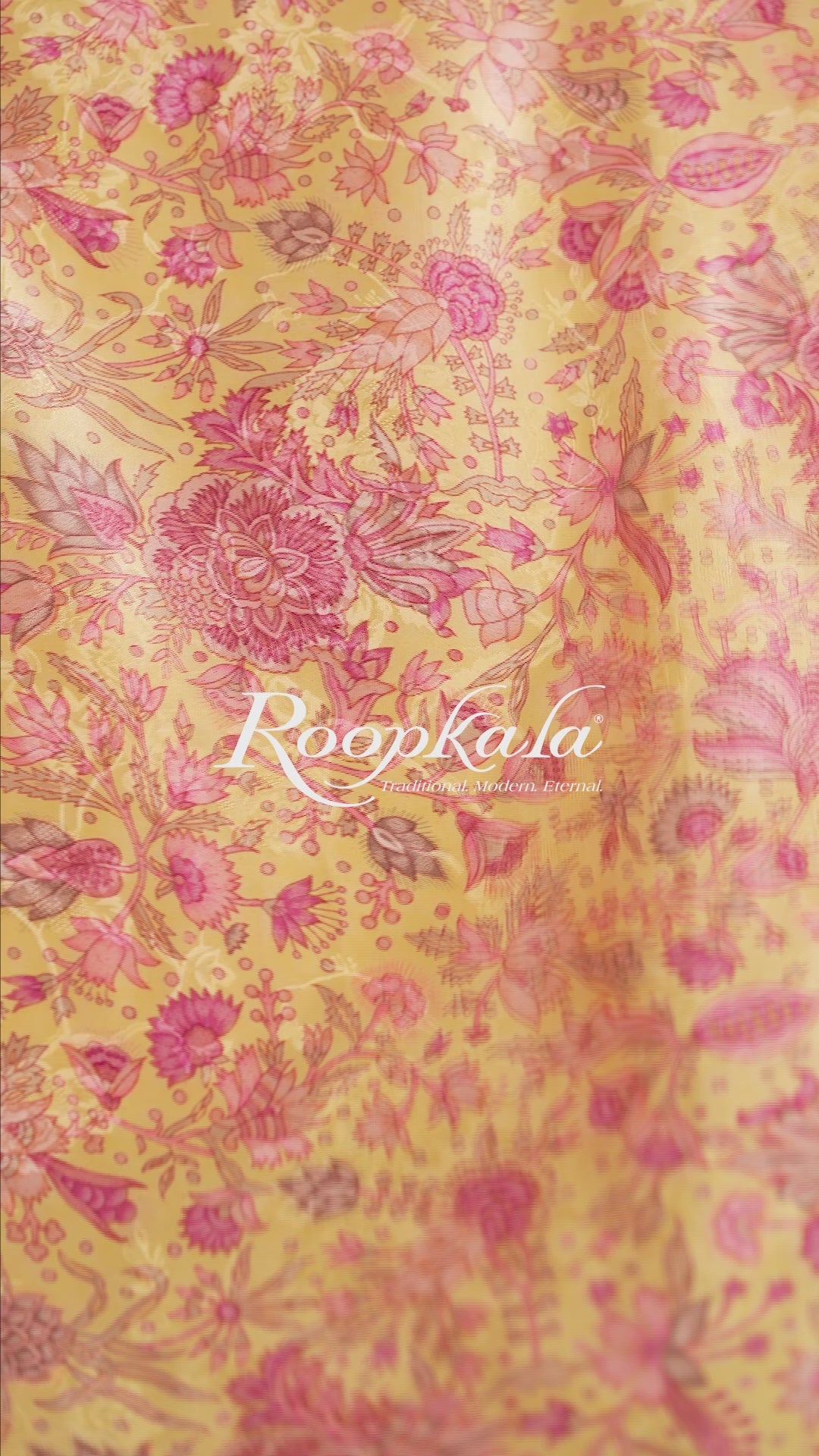 Pastel Yellow With Onion Pink Floral printed Pure Silk