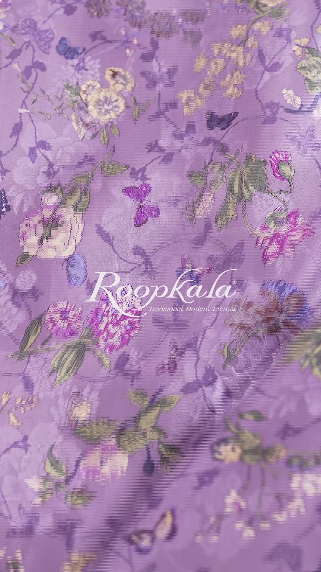 Matte Lavender Floral Printed Pure Silk