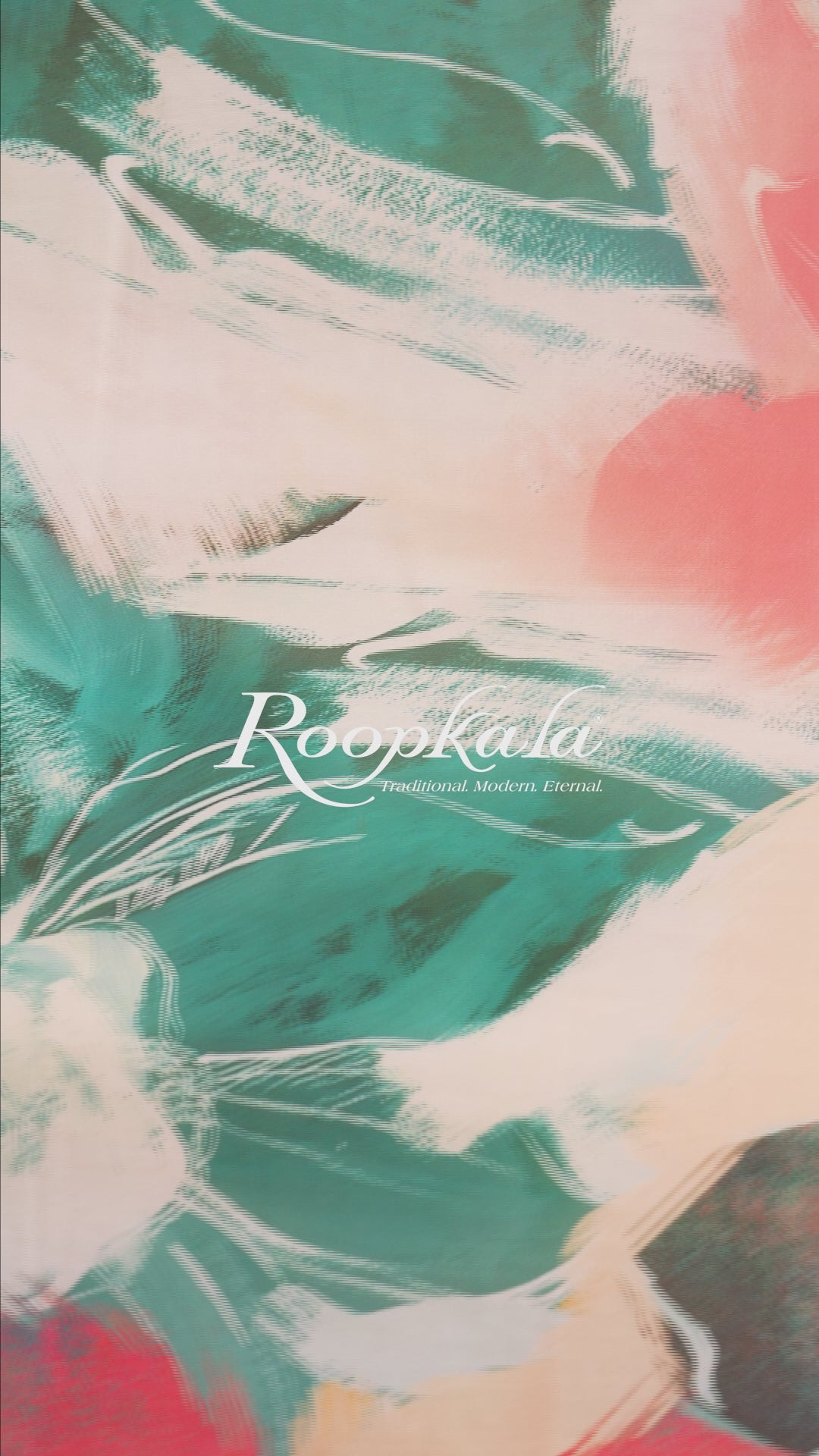 Coral Emerald Abstract Print Voile