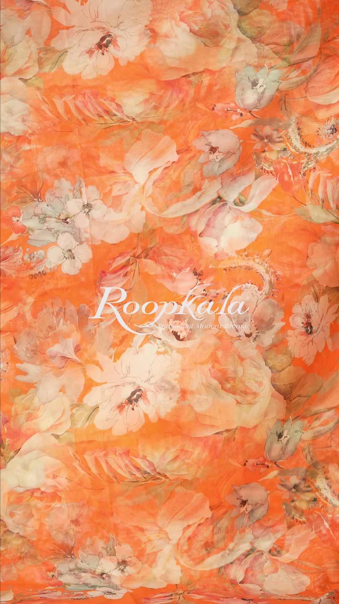 Citrus Orange Floral Print Voile