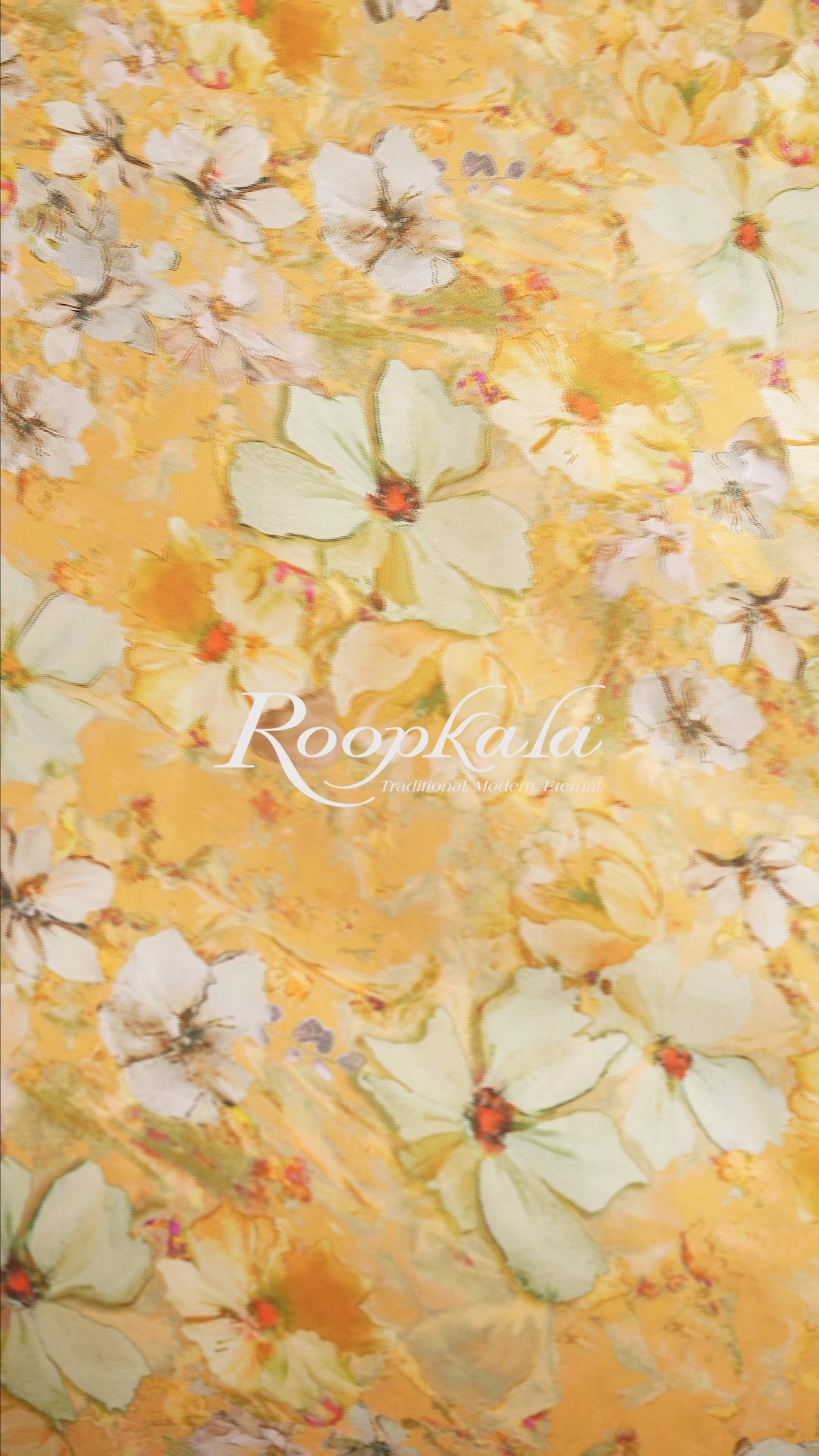 Honey Yellow Floral Printed Modal Satin
