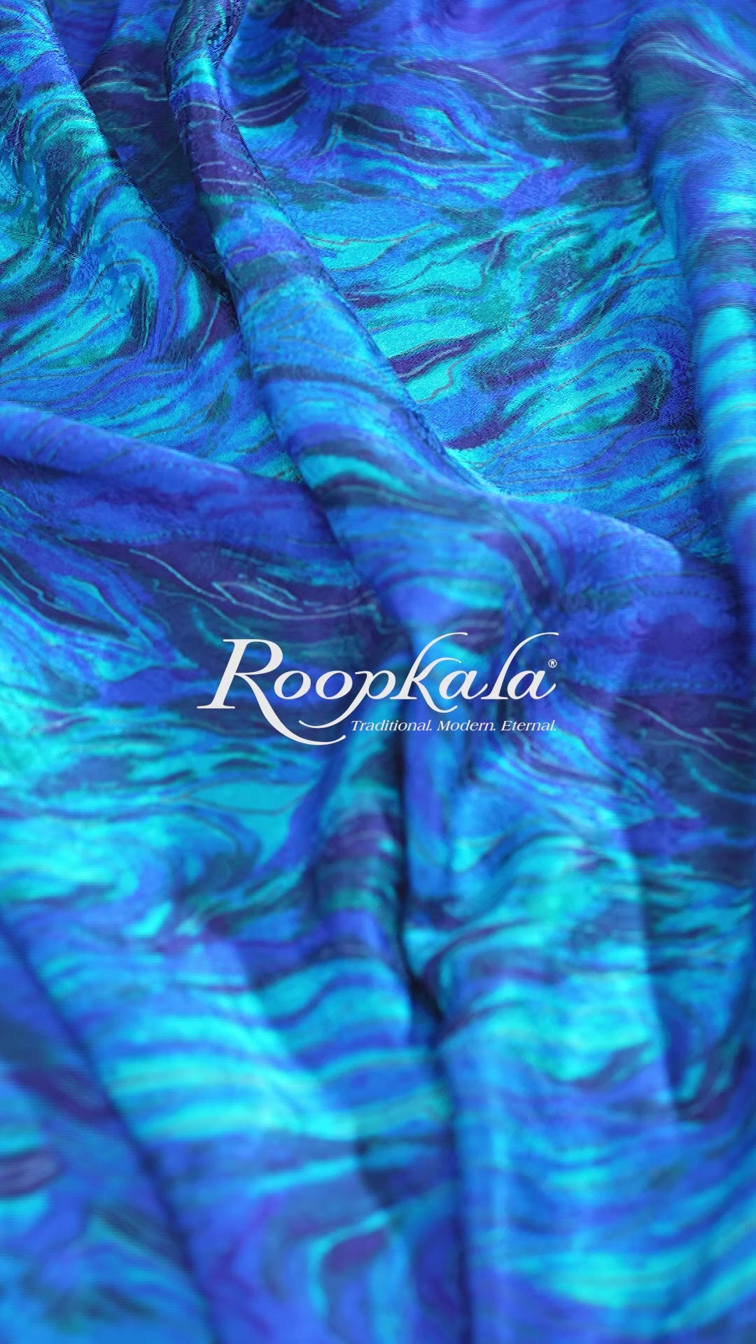 Cosmic Waves Abstract Printed Pure Silk