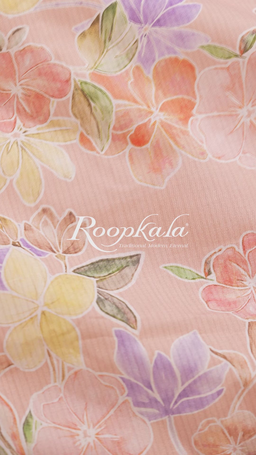 Soft Peach With Vibrant Floral Printed Cotton