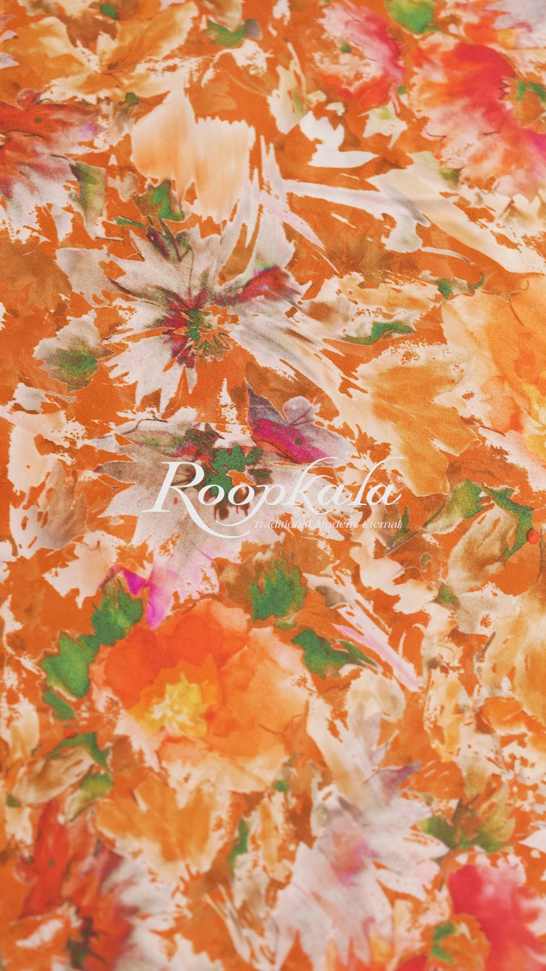 Vibrant Orange Floral Printed Modal Satin