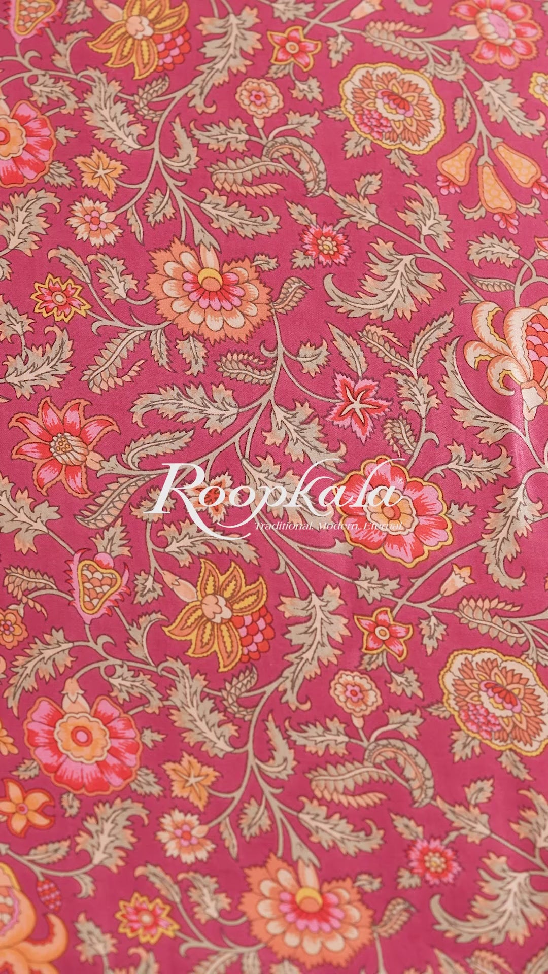 Brick Red With Contrast Floral Printed Modal Satin